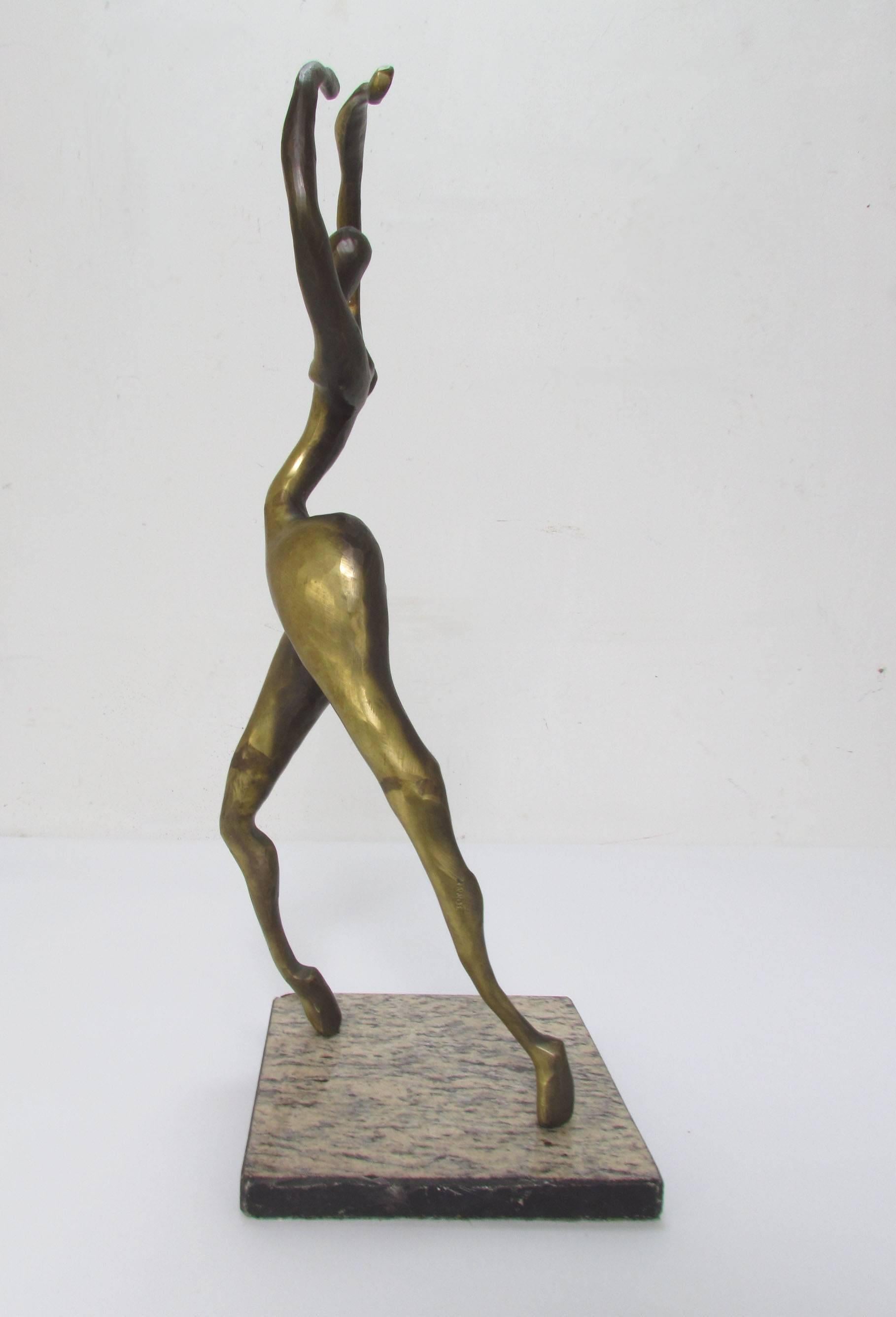 Mid-Century Modernist Bronze Figural Sculpture of a Dancer 1