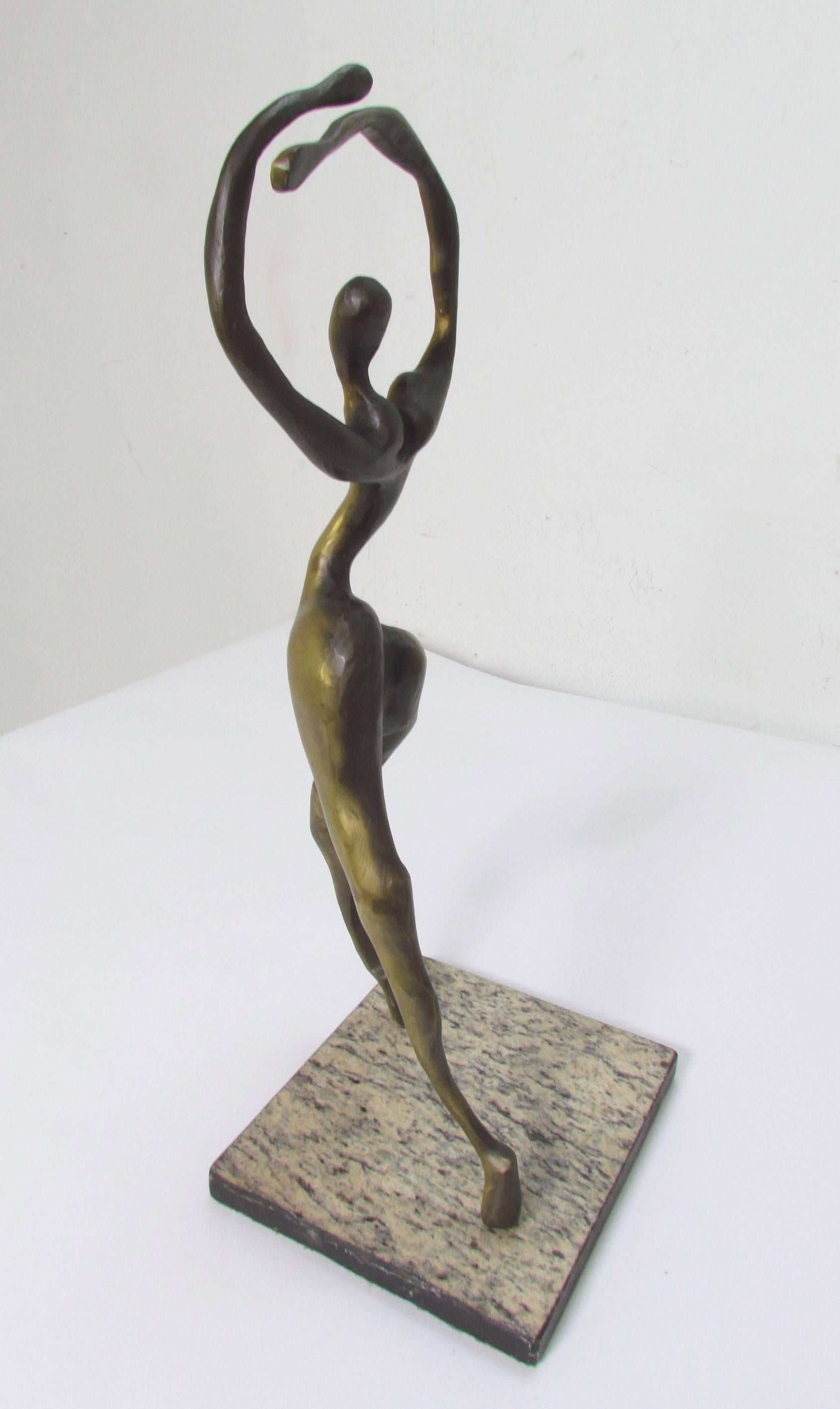 Mid-Century Modernist Bronze Figural Sculpture of a Dancer 2
