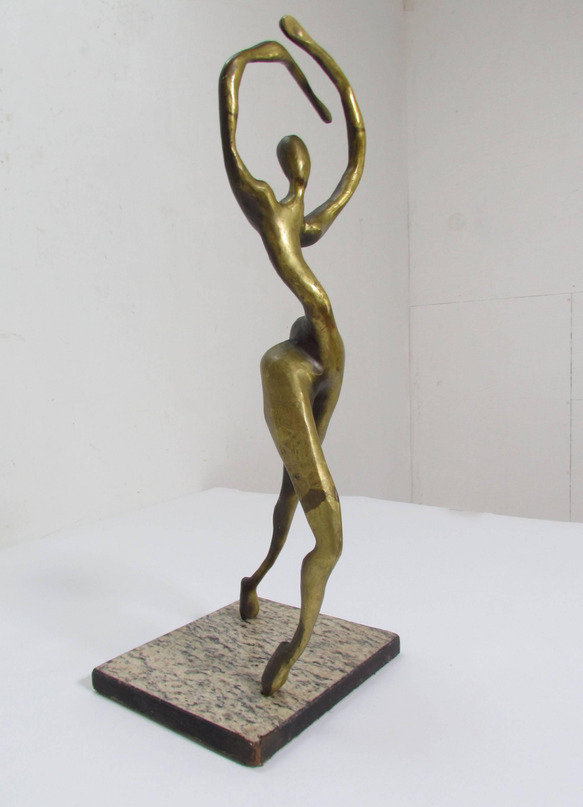 Late 20th Century Mid-Century Modernist Bronze Figural Sculpture of a Dancer