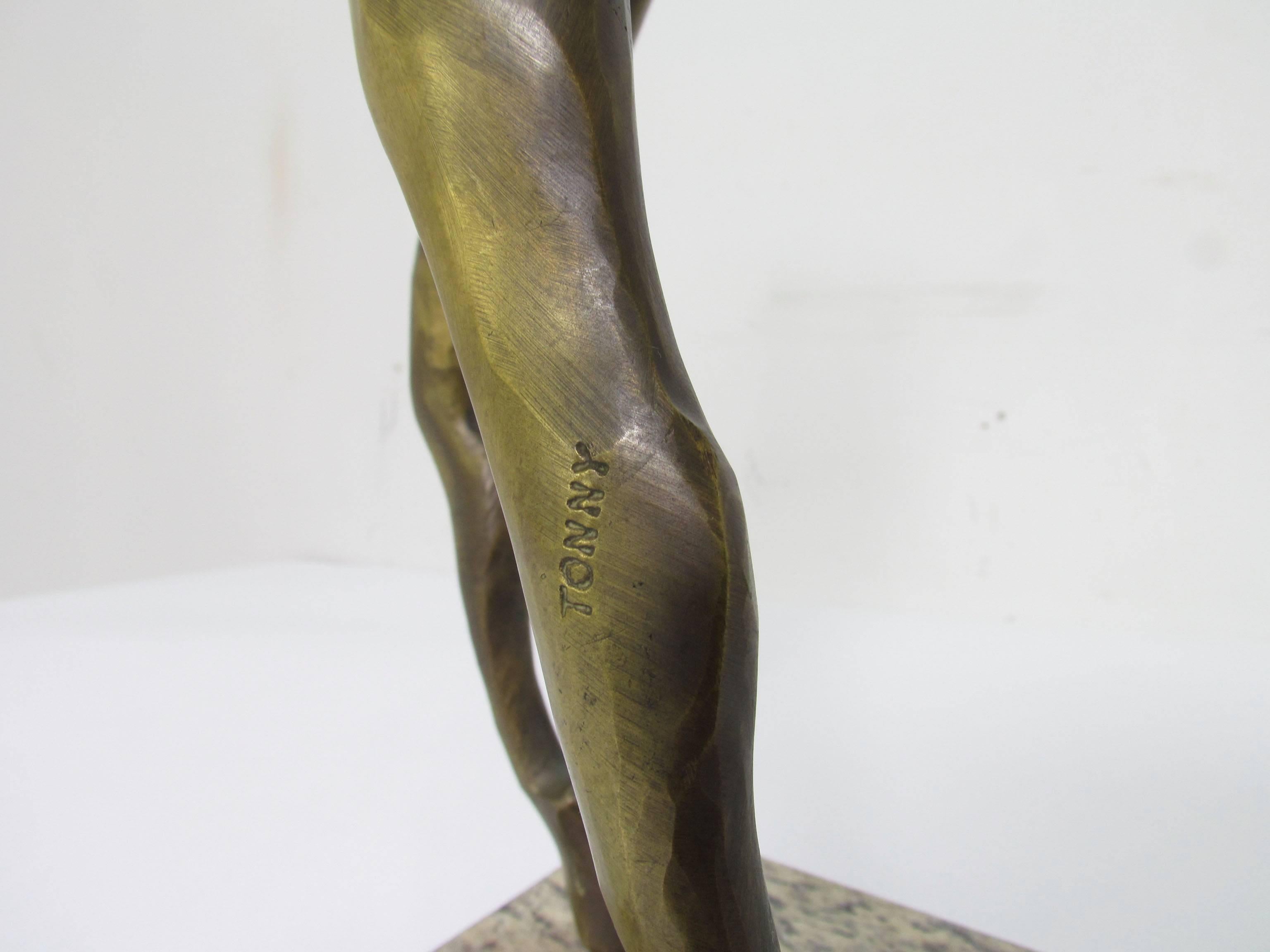 Mid-Century Modernist Bronze Figural Sculpture of a Dancer 3
