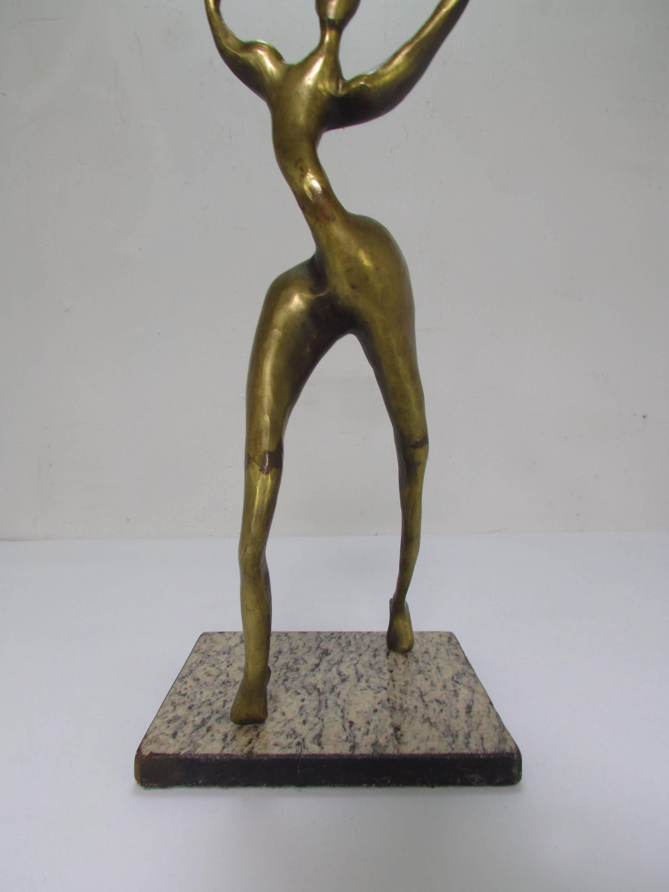 American Mid-Century Modernist Bronze Figural Sculpture of a Dancer