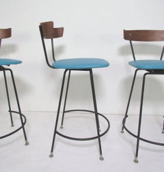 Ensemble de trois tabourets de bar pivotants Clifford Pascoe:: circa 1950s