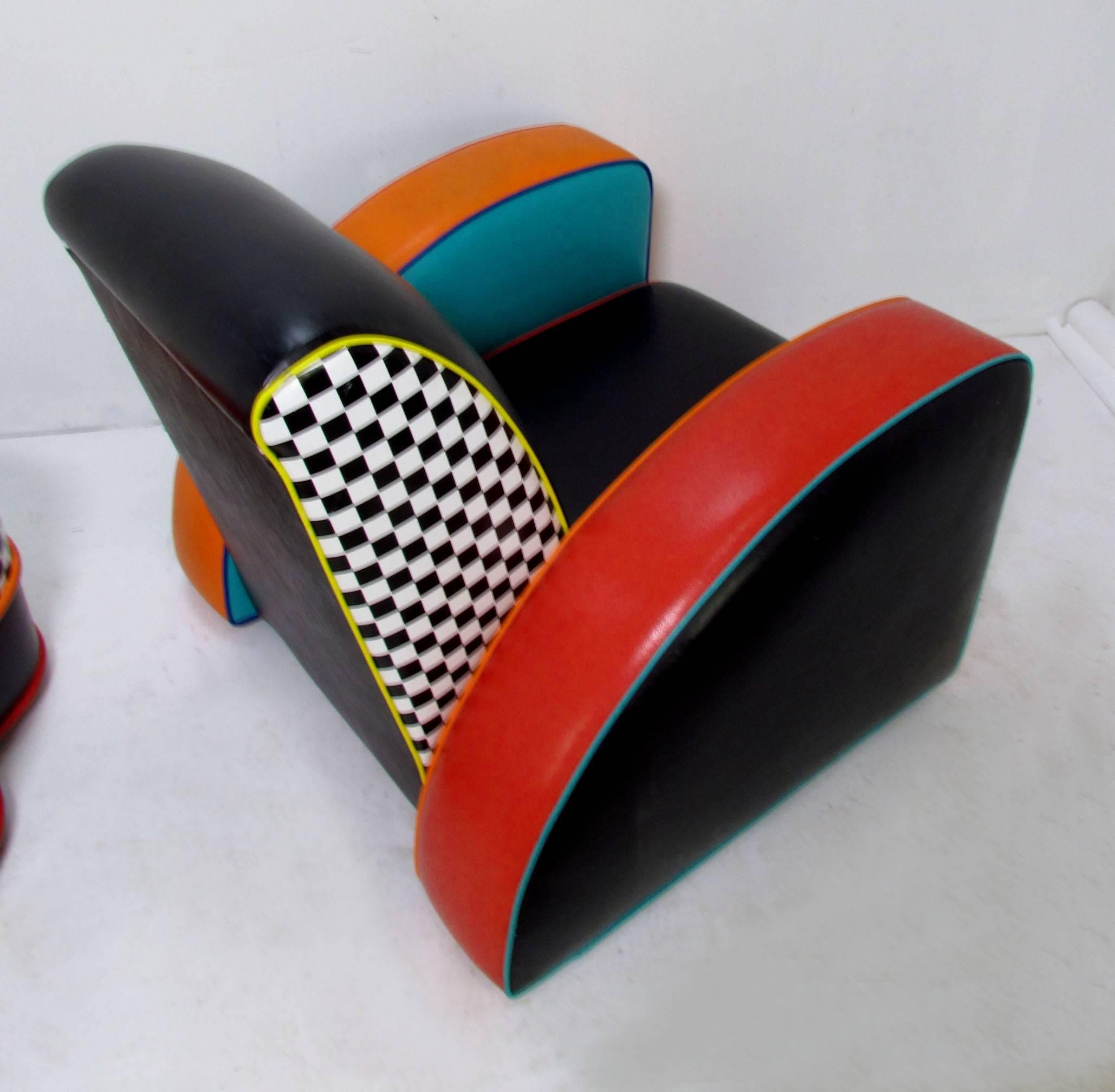 Harry Segil Pop Art Lounge Chair and Ottoman, circa 1980s In Good Condition In Peabody, MA