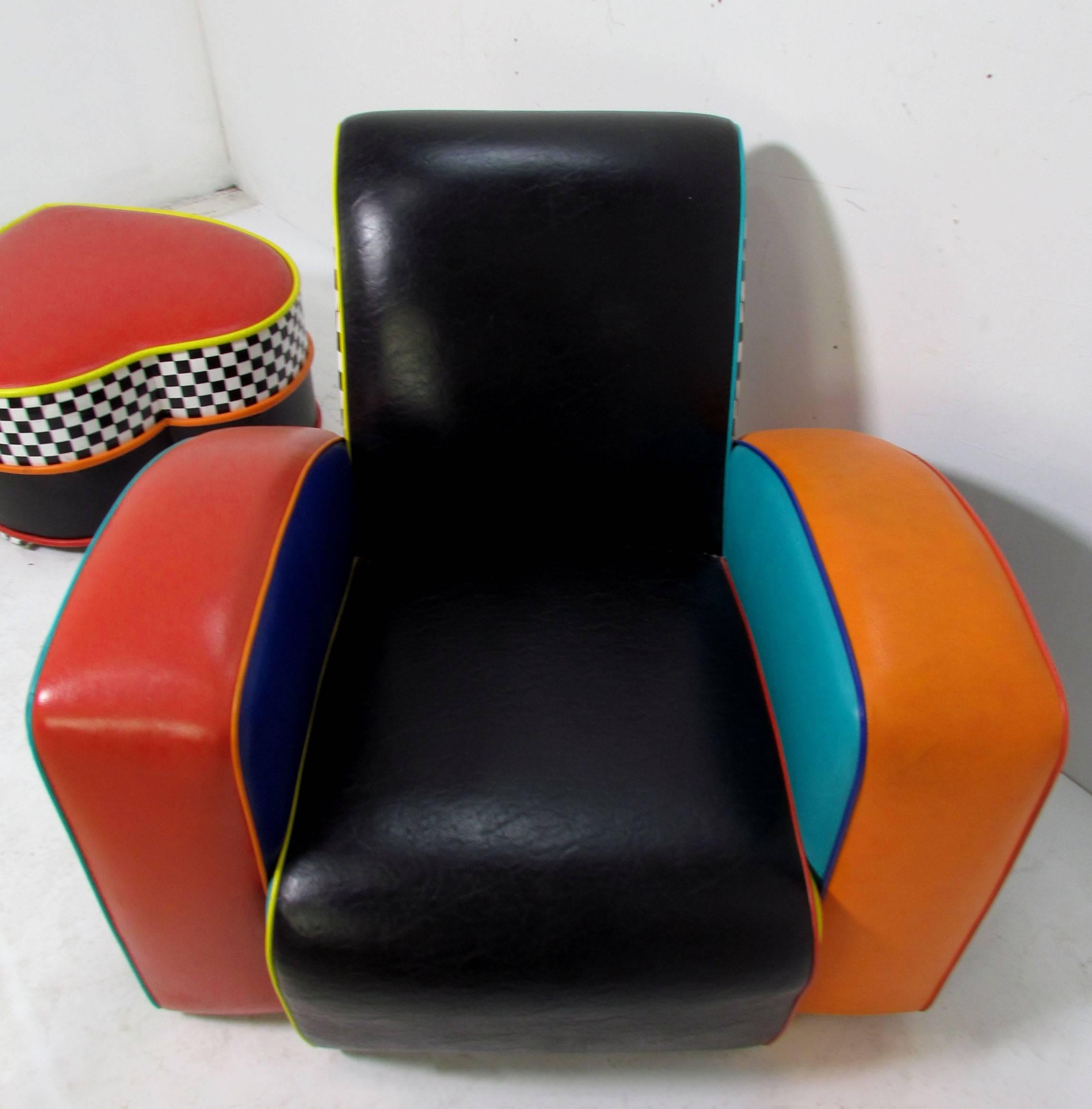 Late 20th Century Harry Segil Pop Art Lounge Chair and Ottoman, circa 1980s
