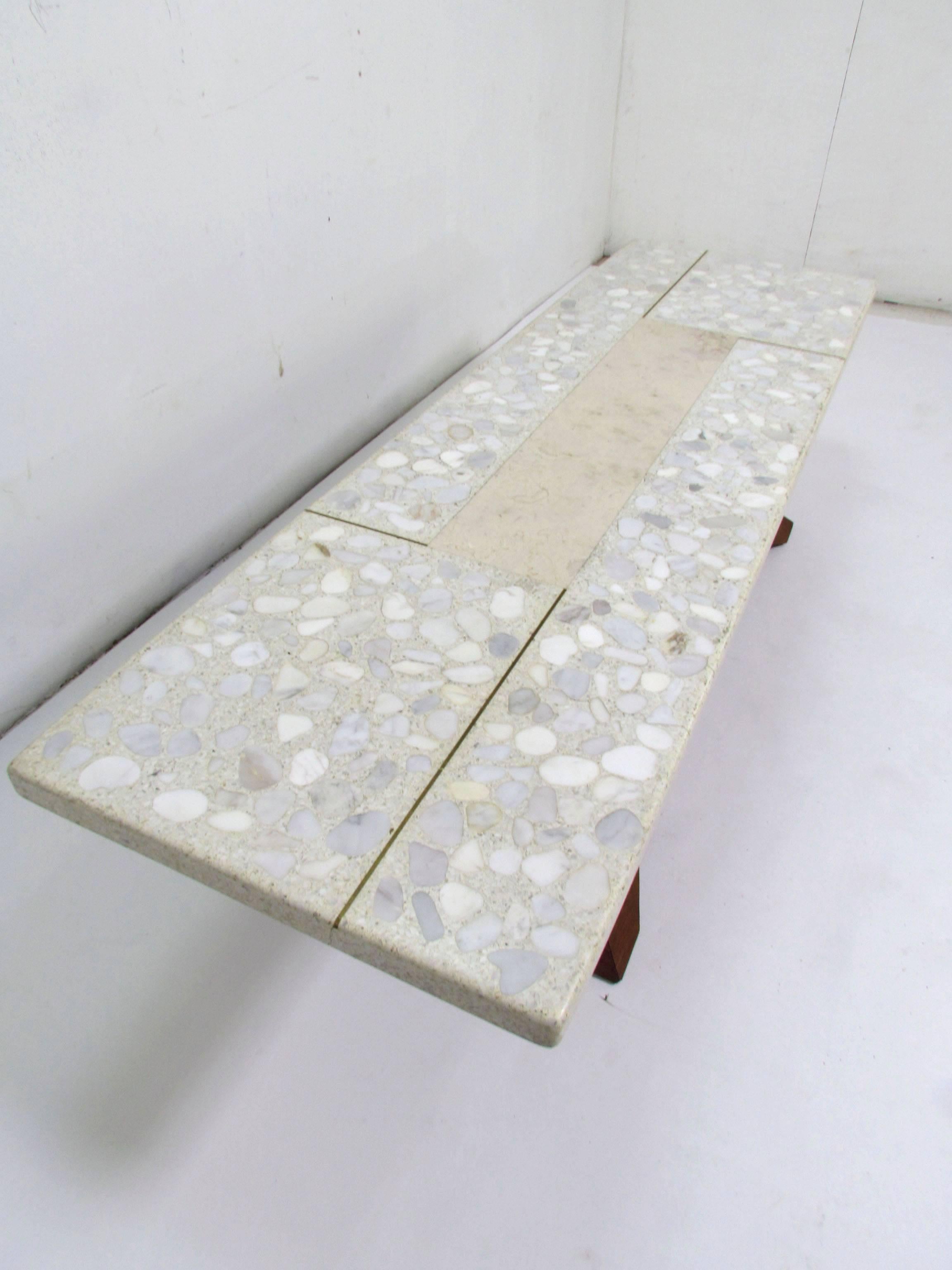 Mid-20th Century Sculptural Terrazzo and Marble Coffee Table in Manner of Harvey Probber