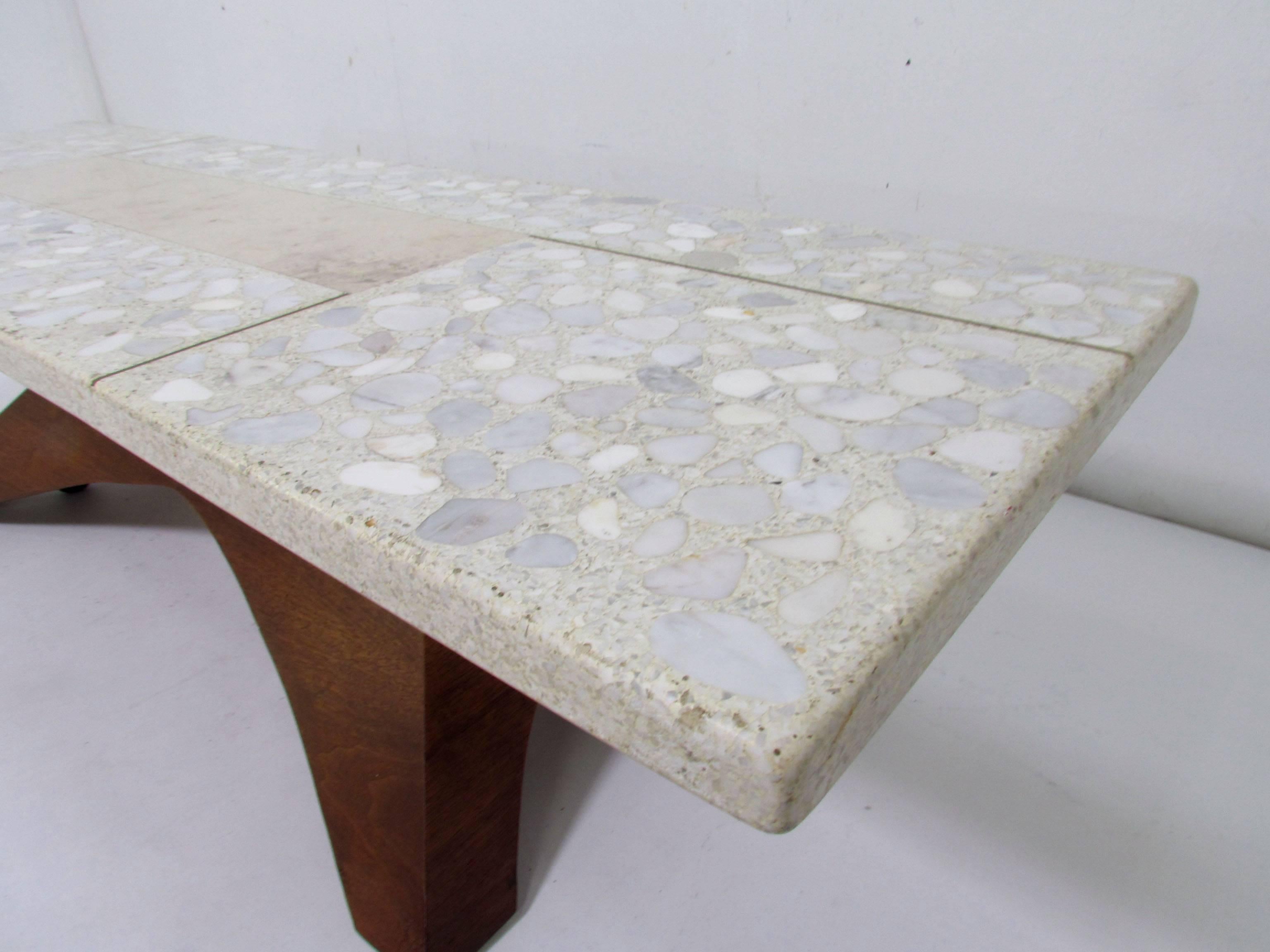 Sculptural Terrazzo and Marble Coffee Table in Manner of Harvey Probber In Good Condition In Peabody, MA