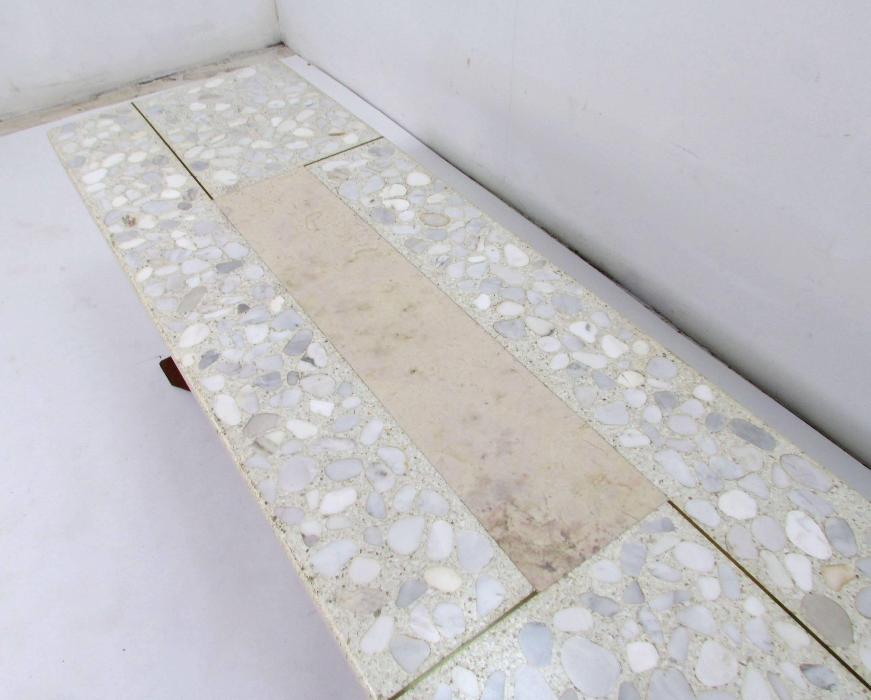 Mid-Century Modern Sculptural Terrazzo and Marble Coffee Table in Manner of Harvey Probber