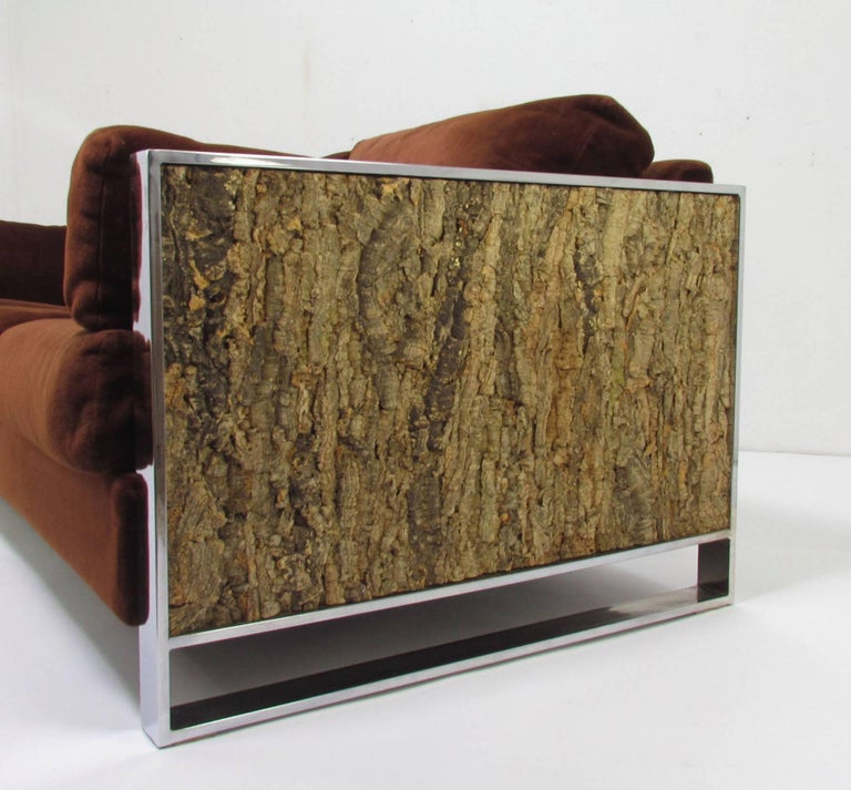 Signed Adrian Pearsall Cork and Chrome Sofa at 1stDibs