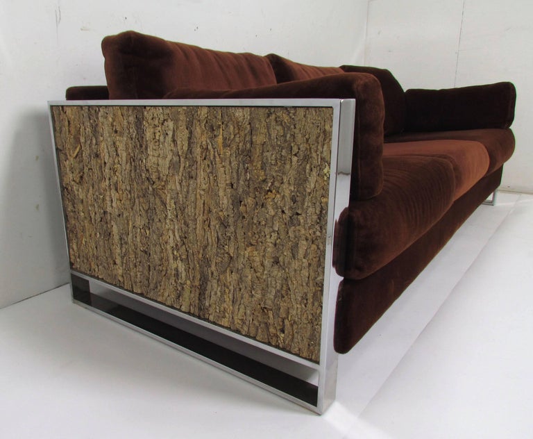 Signed Adrian Pearsall Cork and Chrome Sofa at 1stDibs
