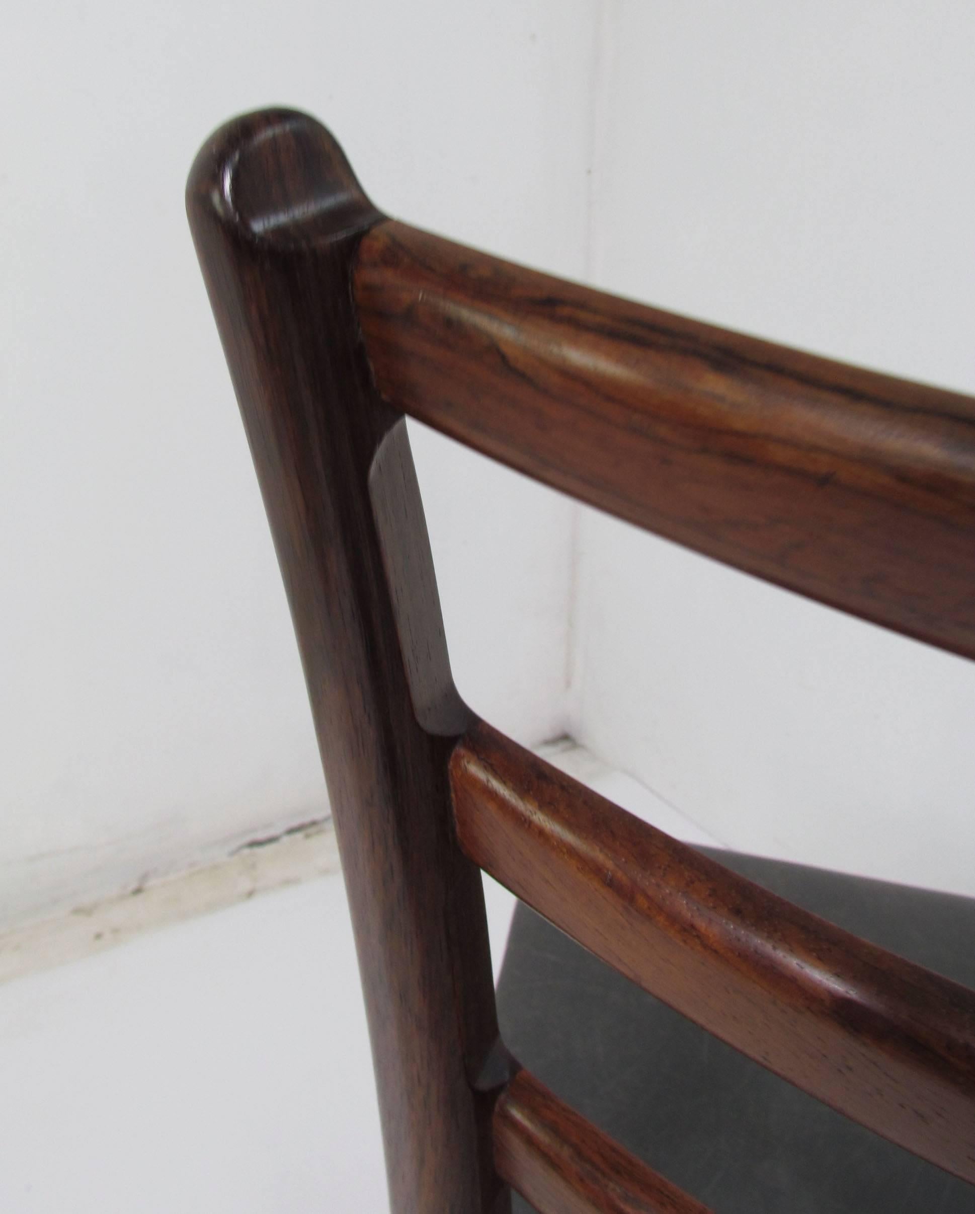 Mid-20th Century Set of Six Danish Rosewood Ladderback Dining Chairs