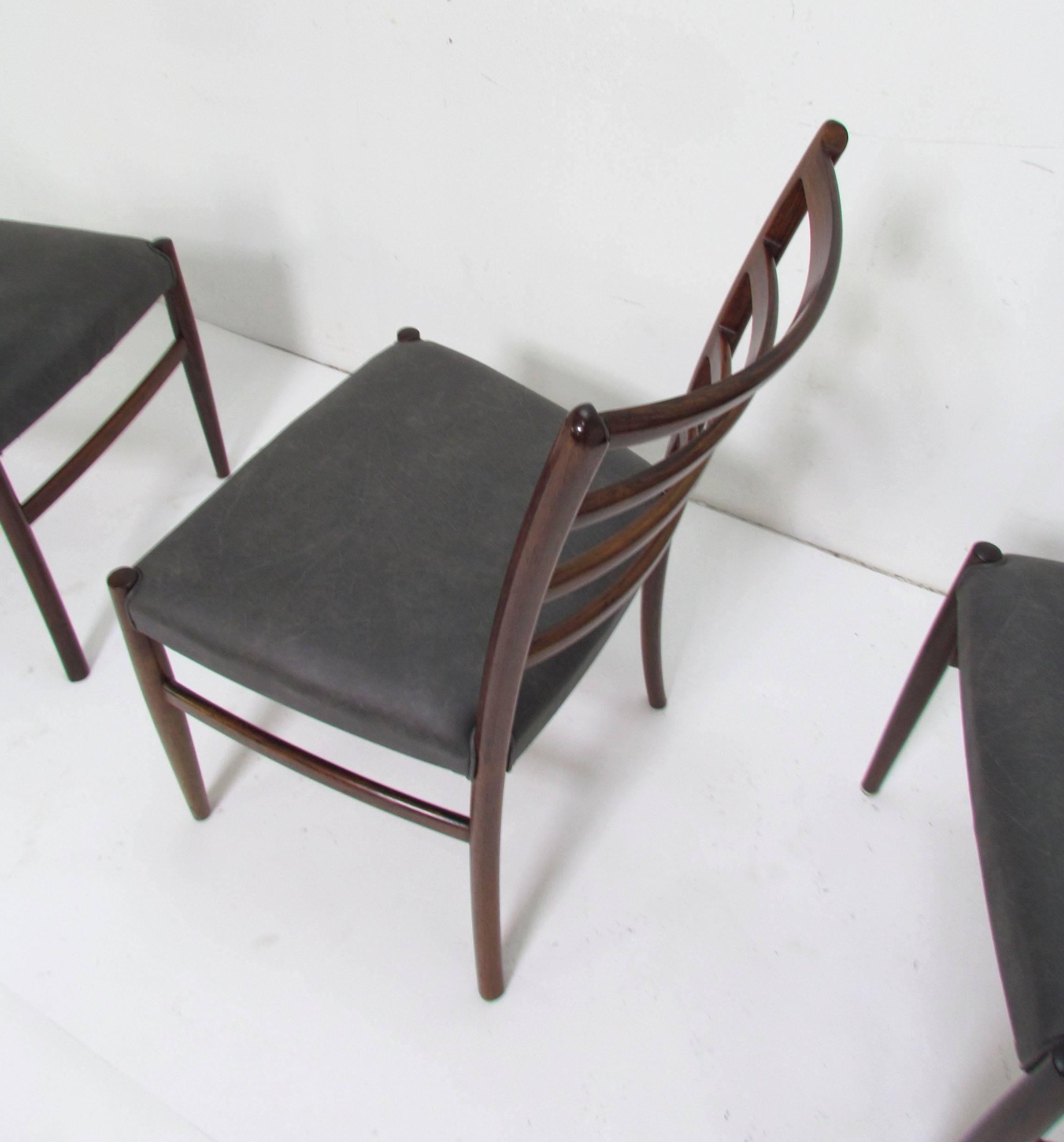 Set of Six Danish Rosewood Ladderback Dining Chairs 1