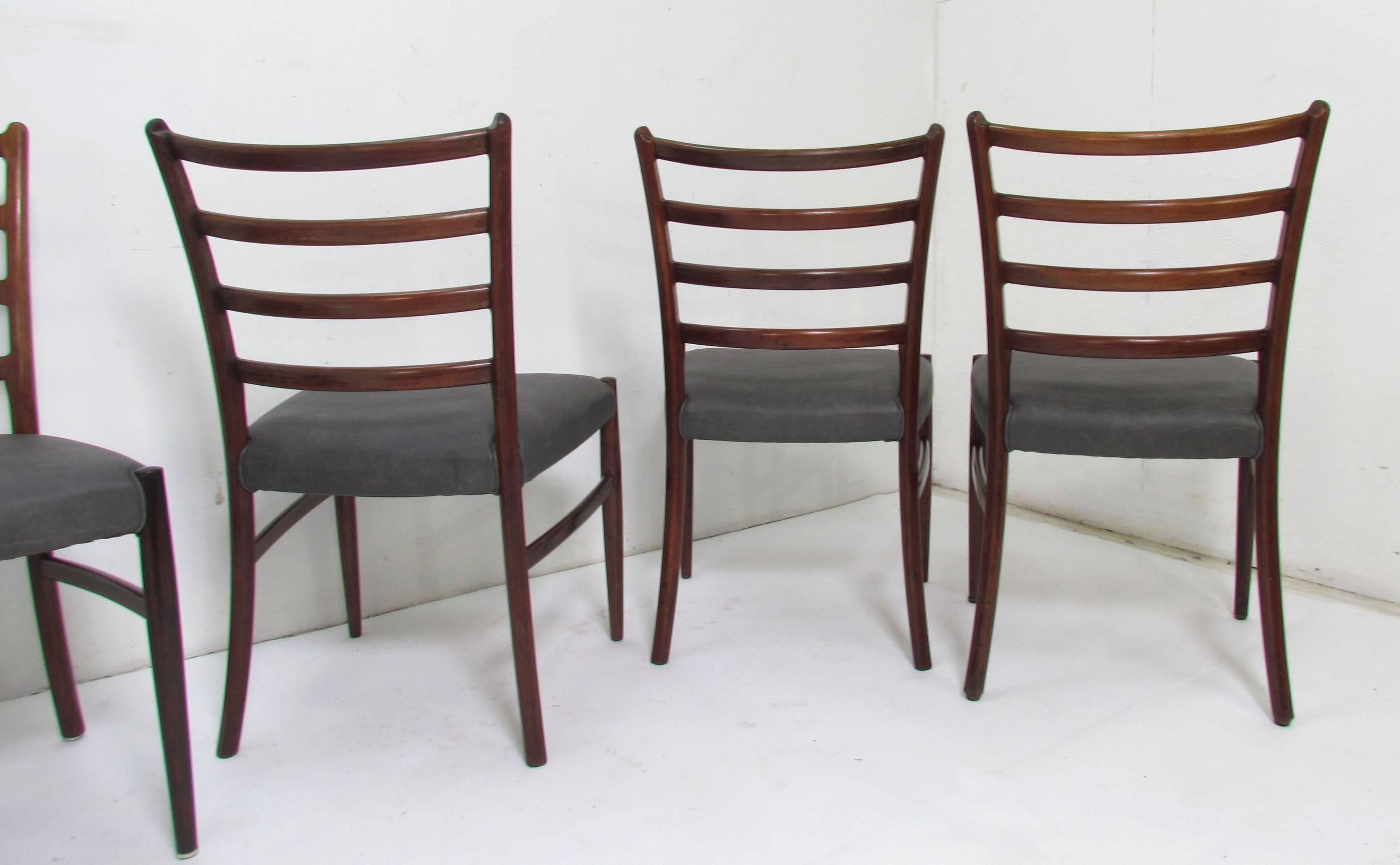 Set of Six Danish Rosewood Ladderback Dining Chairs 4