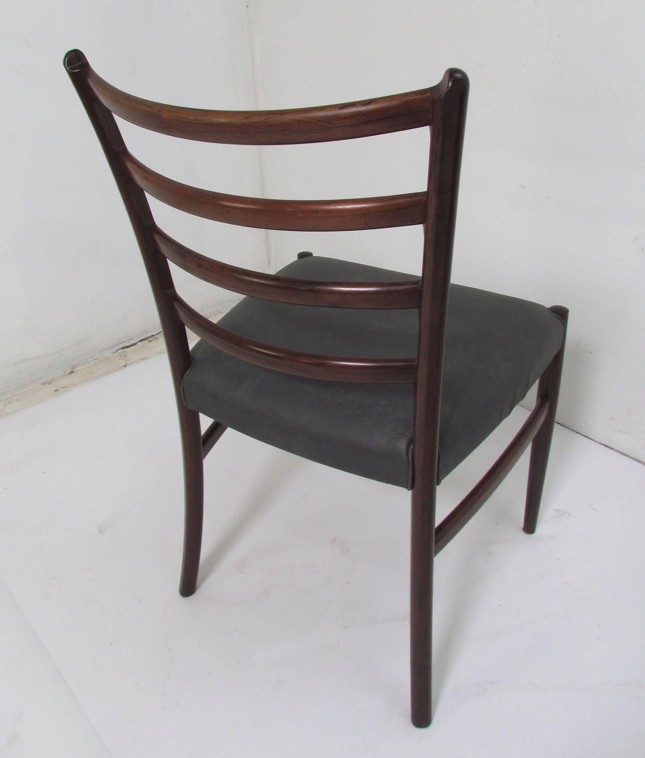 Scandinavian Modern Set of Six Danish Rosewood Ladderback Dining Chairs