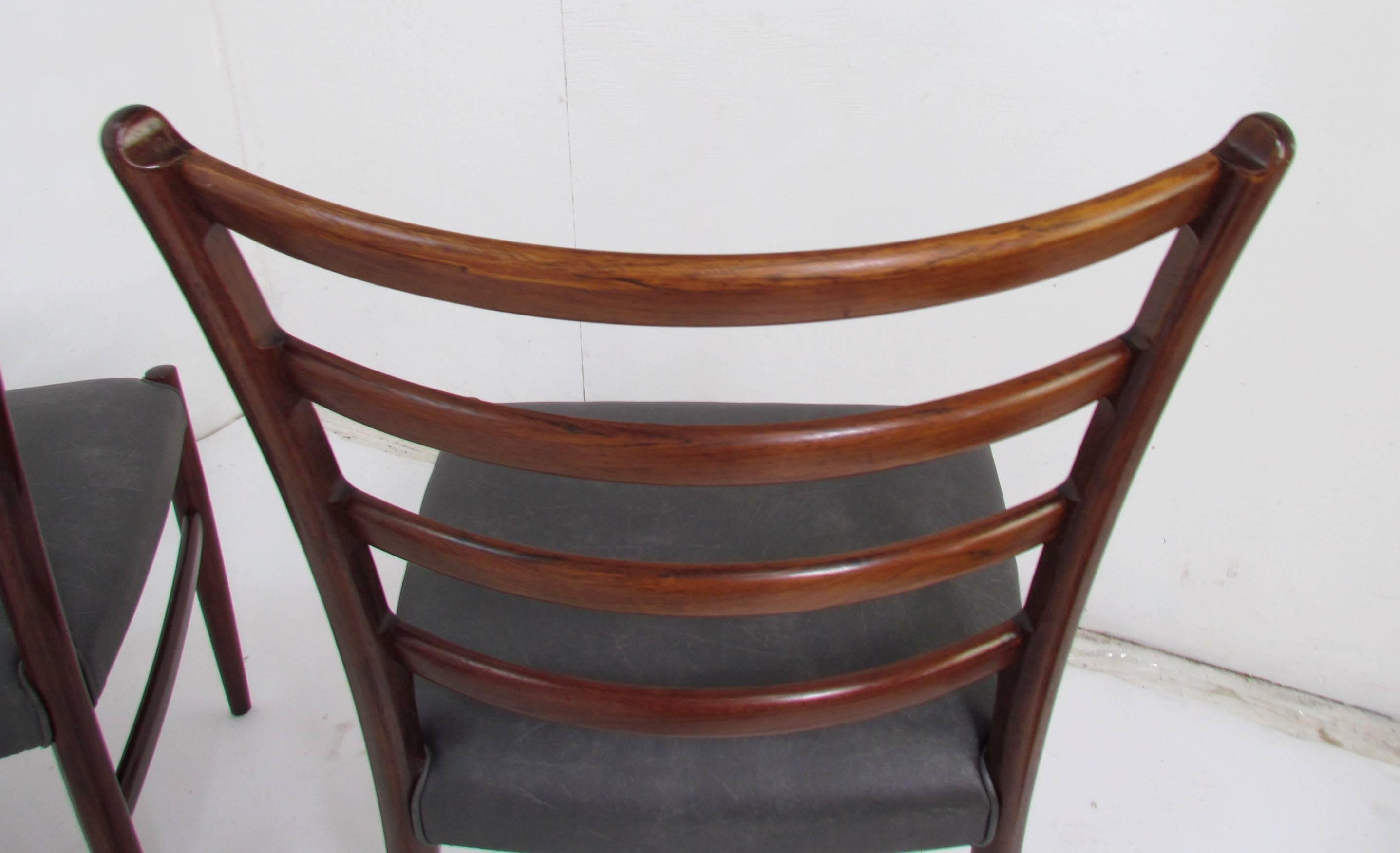 Set of Six Danish Rosewood Ladderback Dining Chairs 3