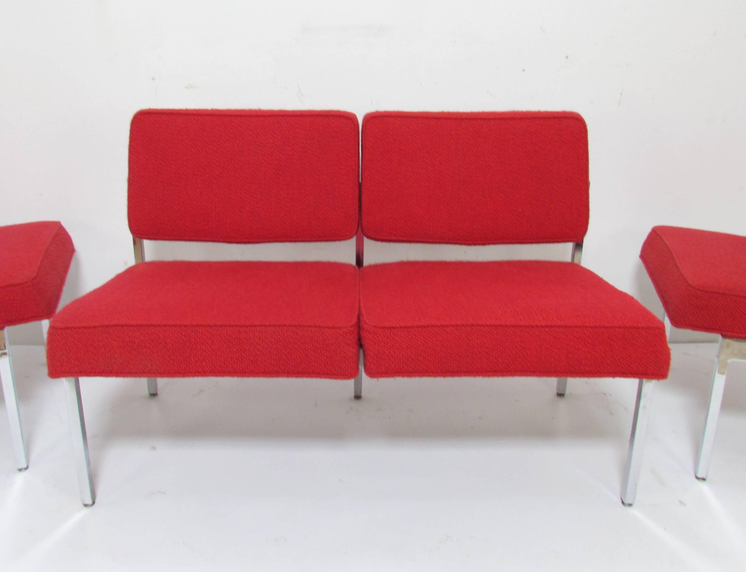 American Steelcase Loveseat and Pair of Lounge Chairs Suite, circa 1960s