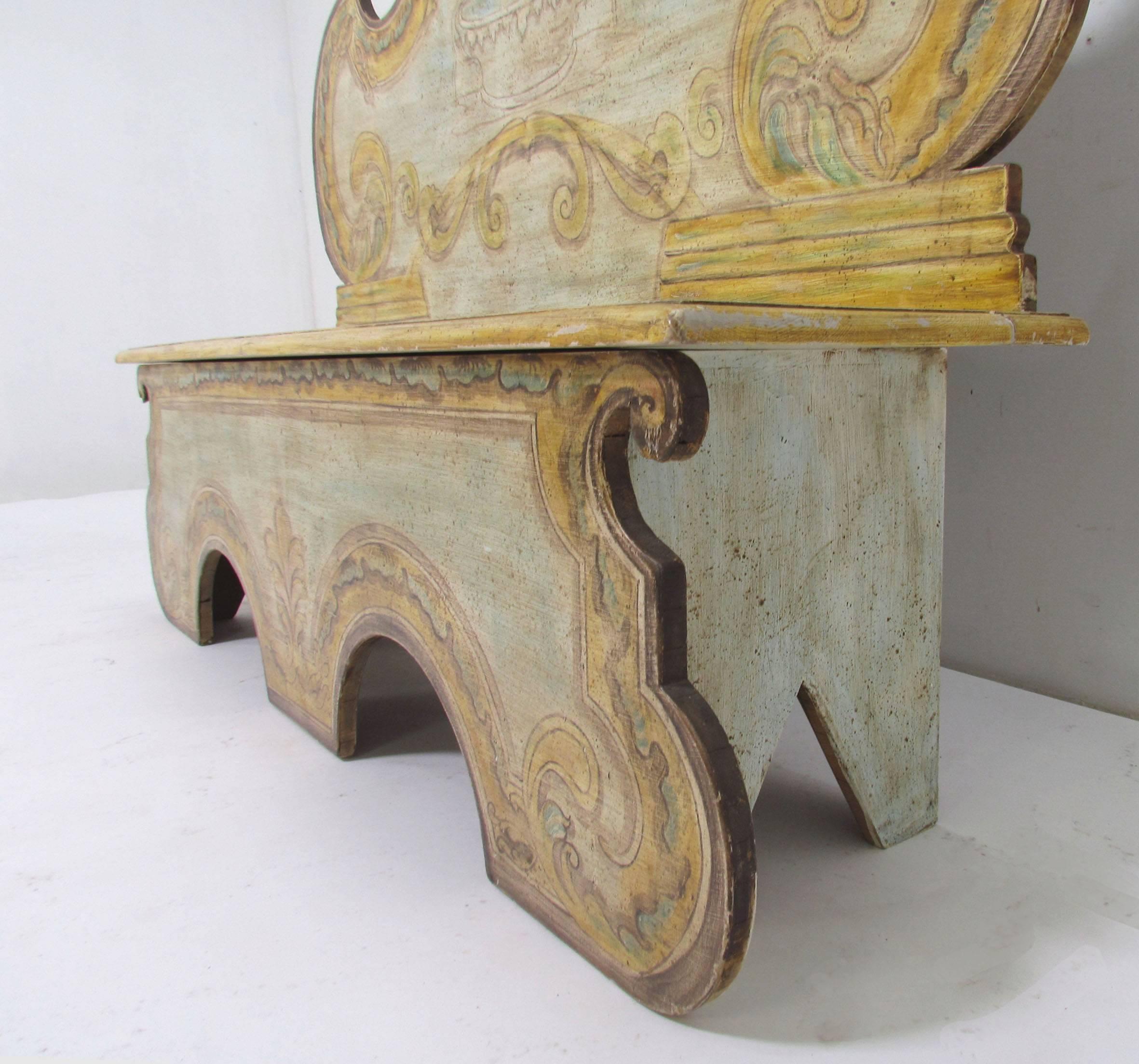Italian Renaissance Style Cassapanca Hall Bench In Good Condition In Peabody, MA