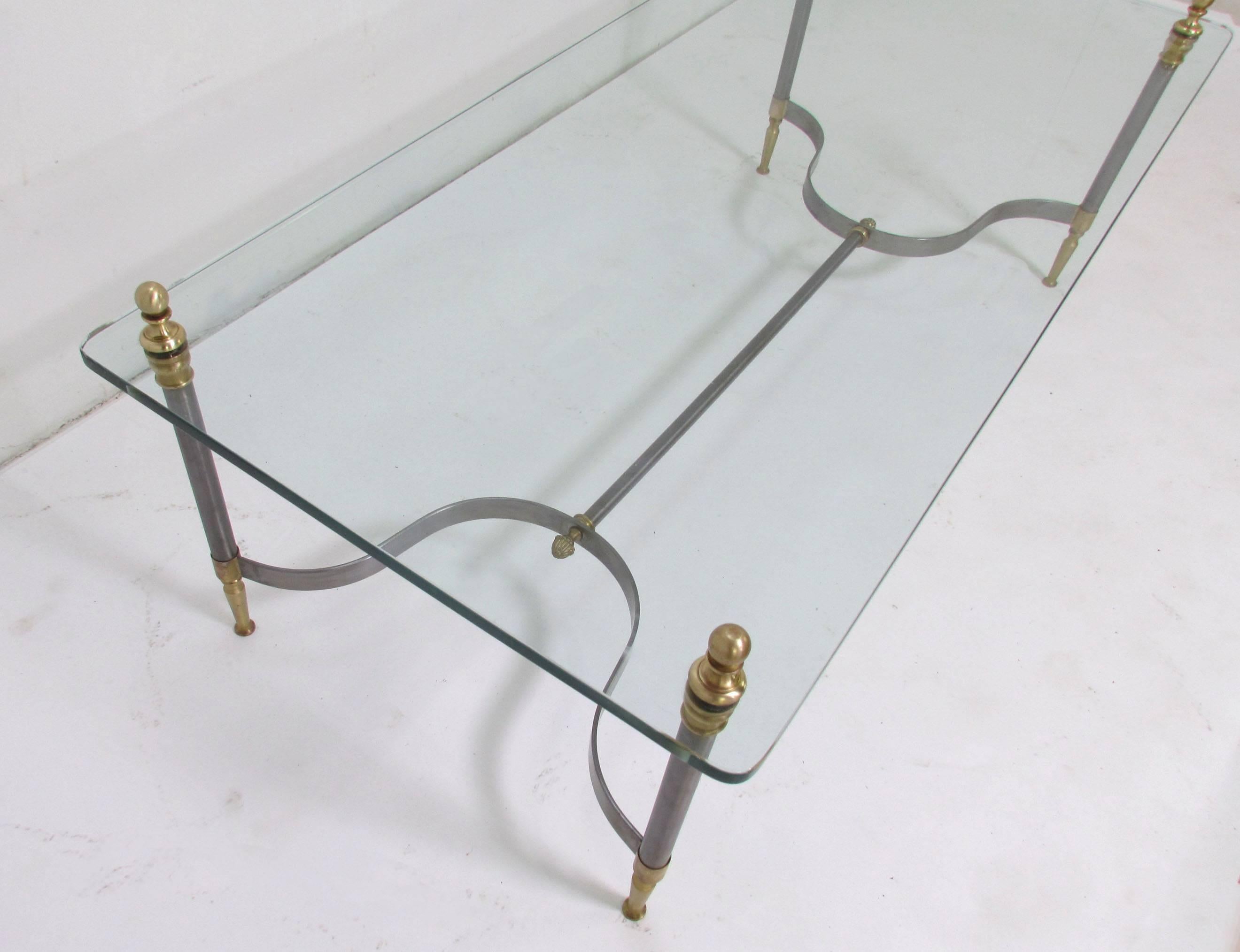 Maison Jansen Style Mixed-Metal Coffee Table, circa 1960s In Good Condition In Peabody, MA