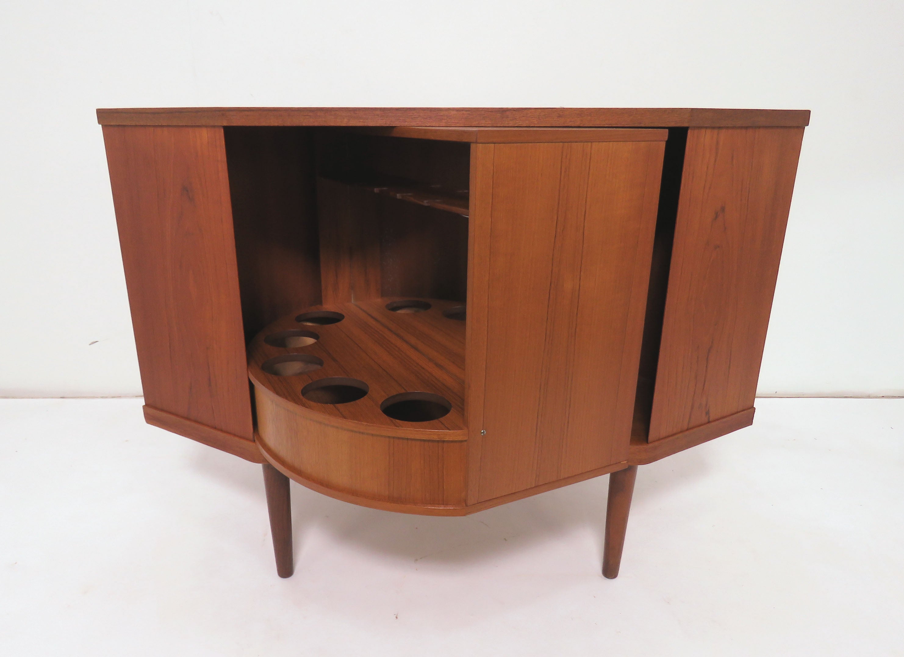 Danish Teak Corner Bar Carousel Drinks Cabinet Circa 1960s At 1stdibs