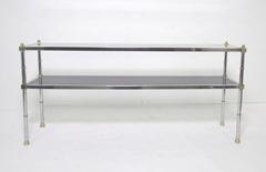 Sofa Console Table in Chrome, Brass and Glass in the Manner of Maison Jansen