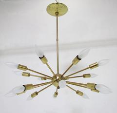 Original Sputnik Chandelier Light Fixture in Brass with Sixteen Arms