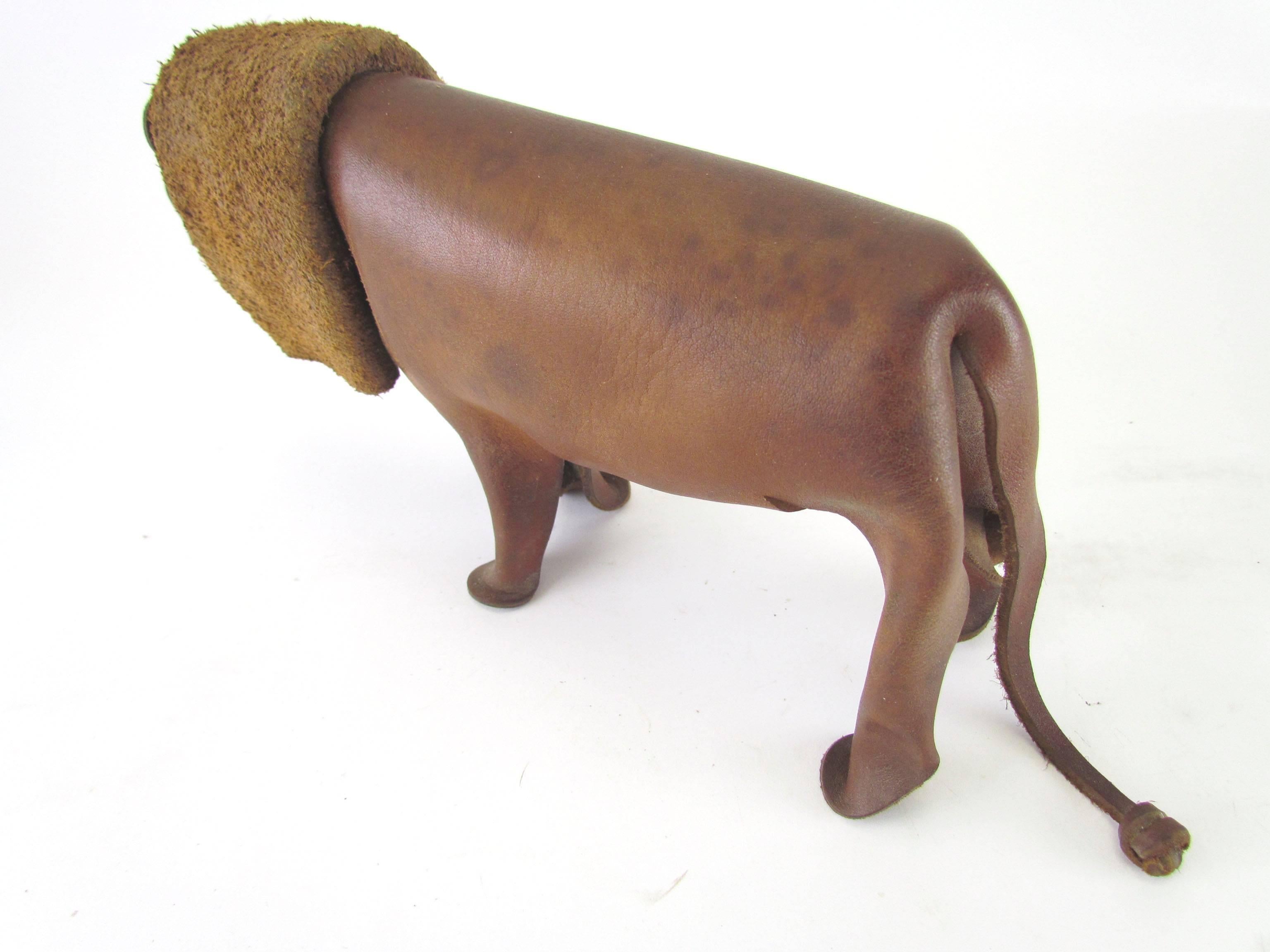 Mid-20th Century Majestic Handmade Leather Lion Sculpture by Deru, Germany