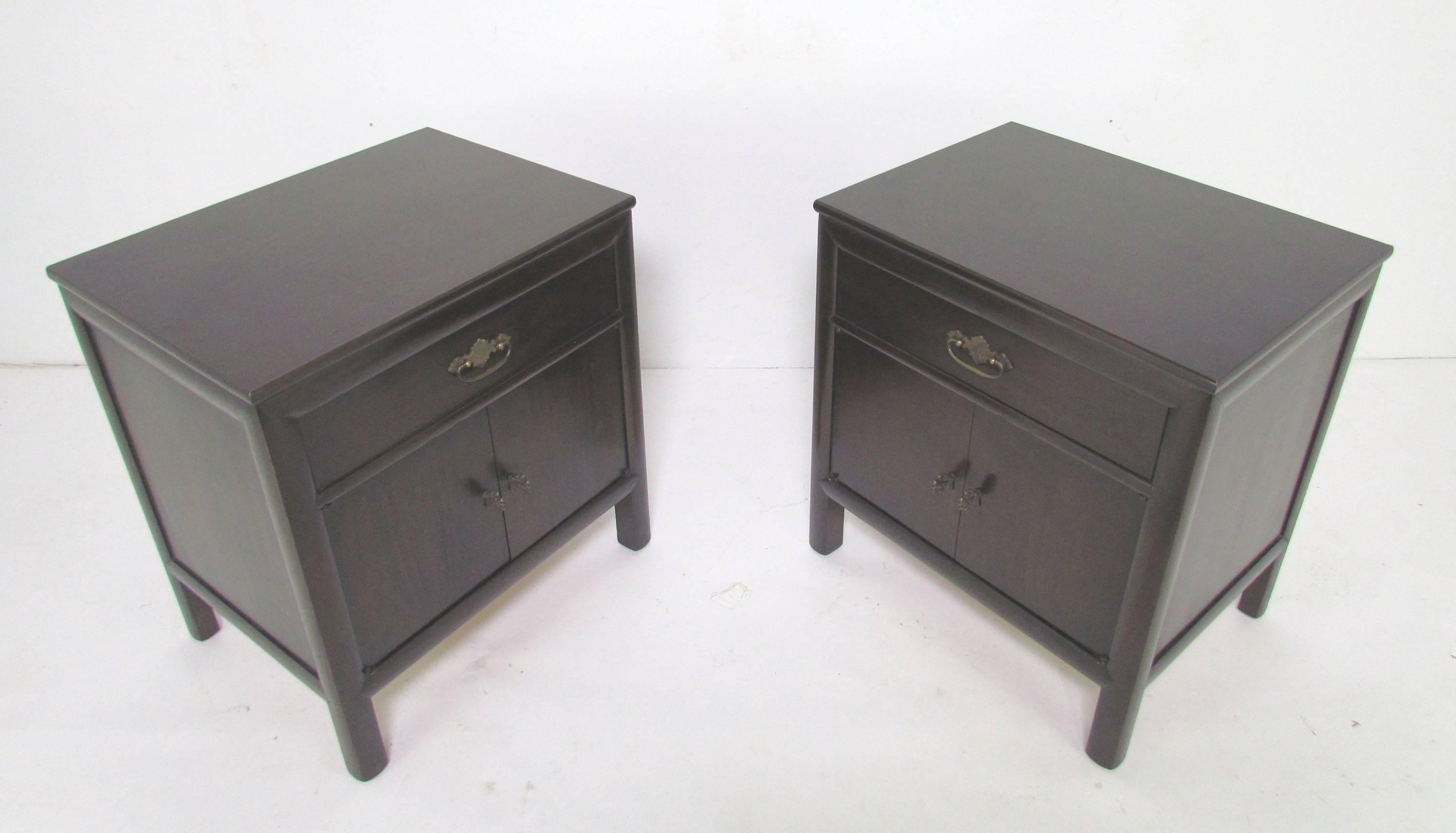 Wood Pair of Mid-Century Asian Inspired Nightstands by Ray Sabota for Century 