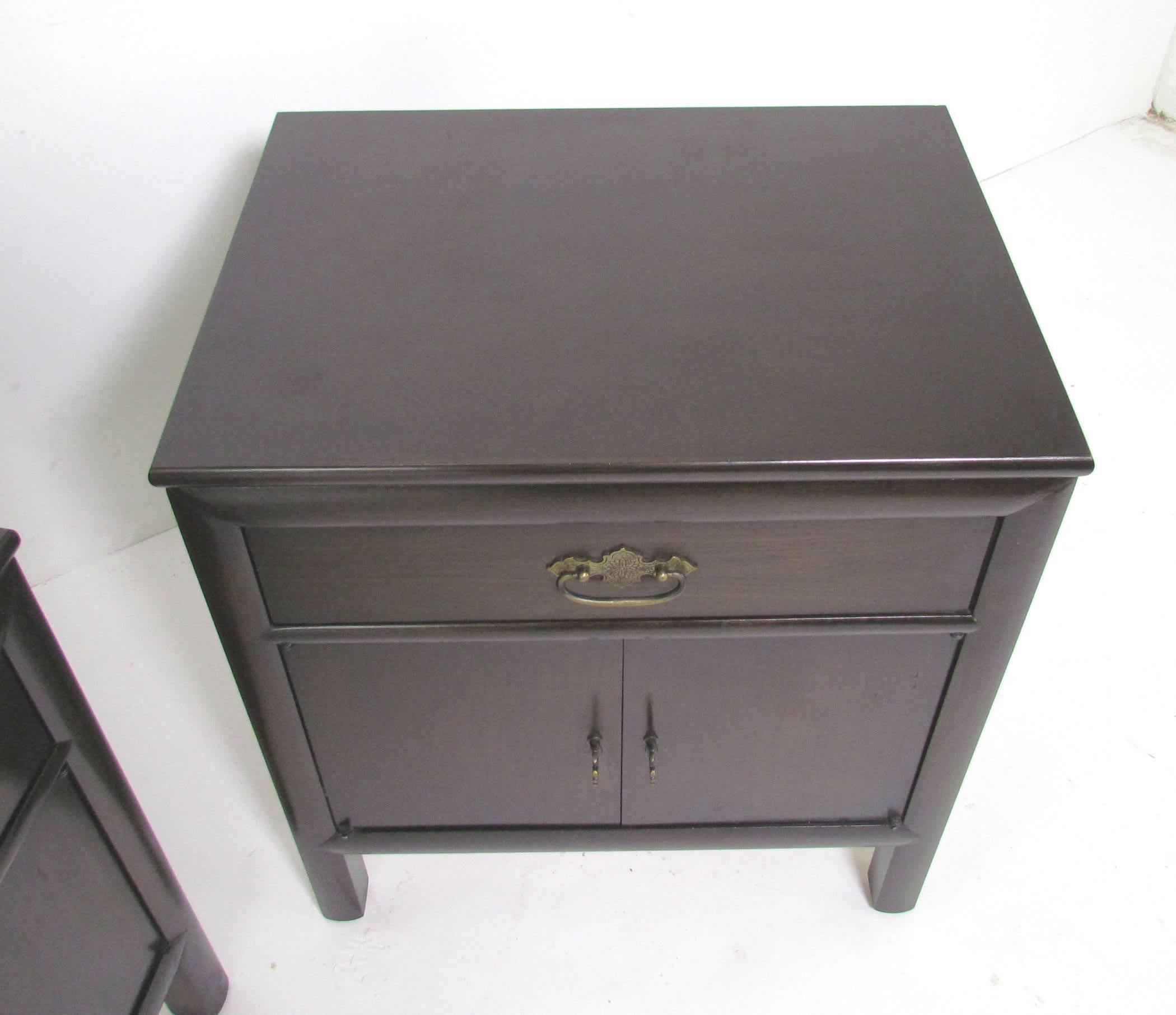 Mid-20th Century Pair of Mid-Century Asian Inspired Nightstands by Ray Sabota for Century 