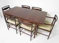 Danish Modern Rosewood Dining Set, Table and Six Chairs, by A.H. McIntosh