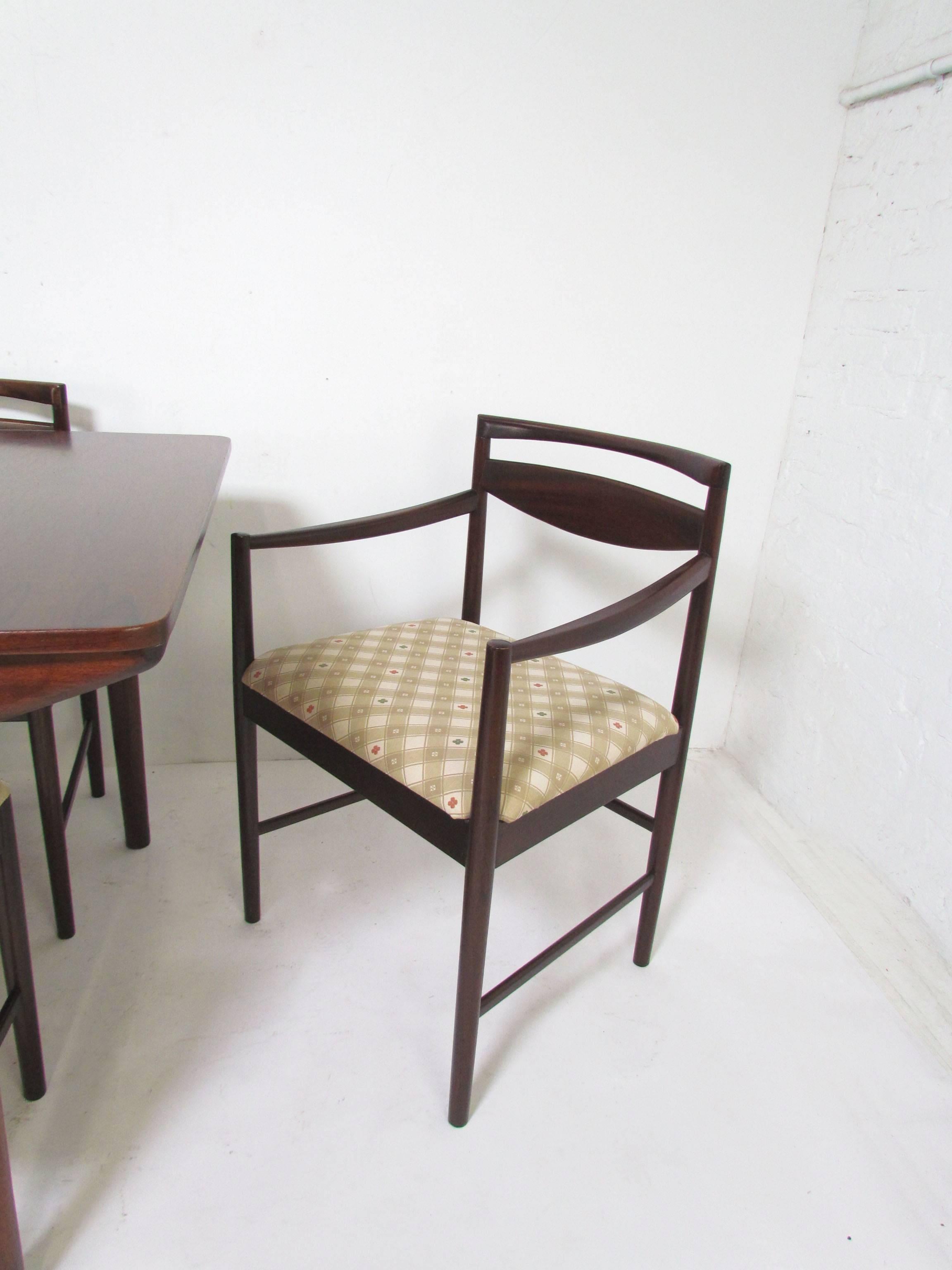 Scottish Danish Modern Rosewood Dining Set, Table and Six Chairs, by A.H. McIntosh