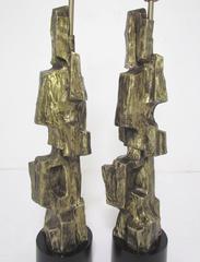 Pair of Brutalist Mid-Century Table Lamps by Laurel Lighting
