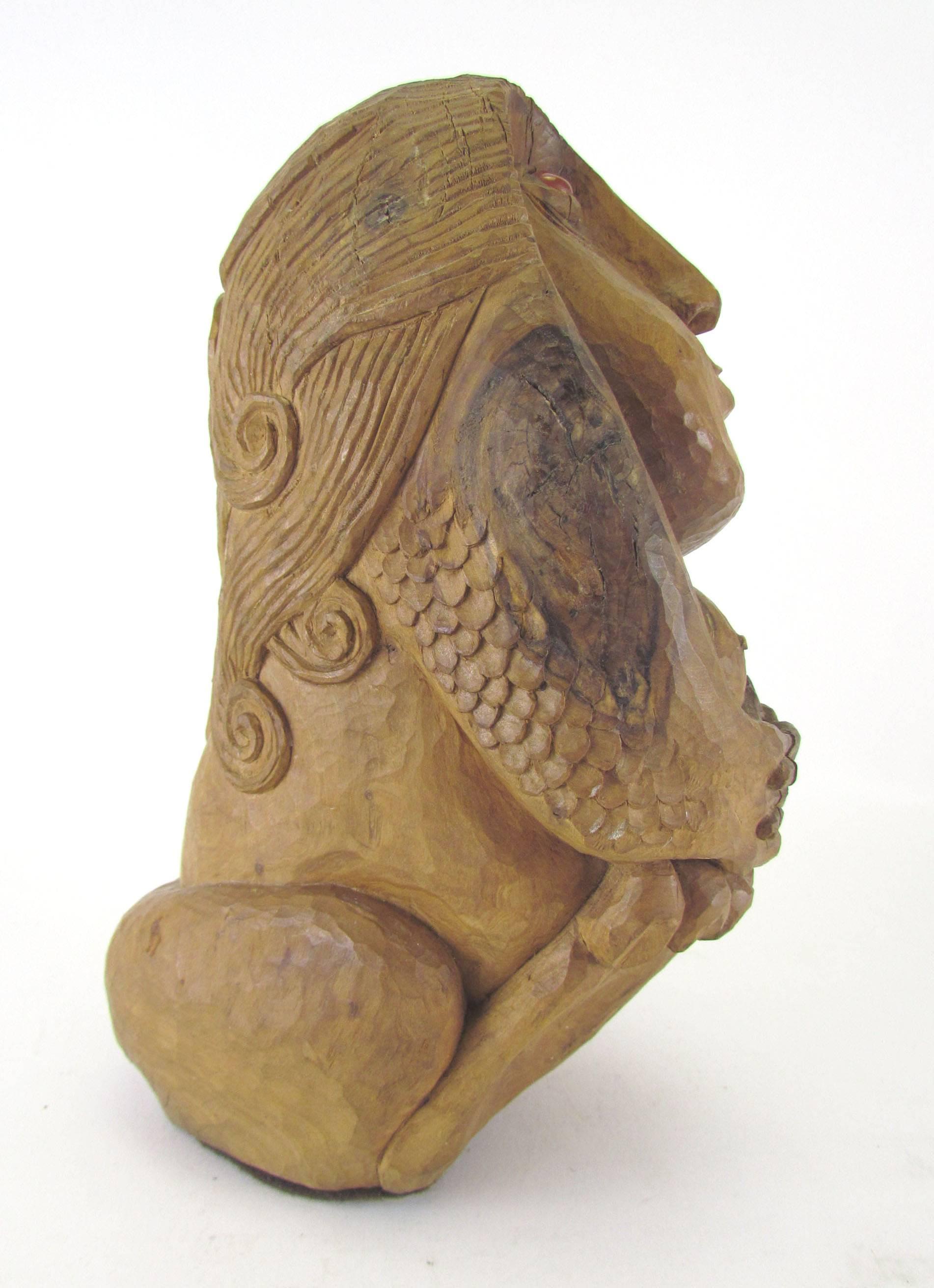 Mid-Century Modern Carved Wood Mid-Century Sculpture of a Female Form by Diane Derrick For Sale
