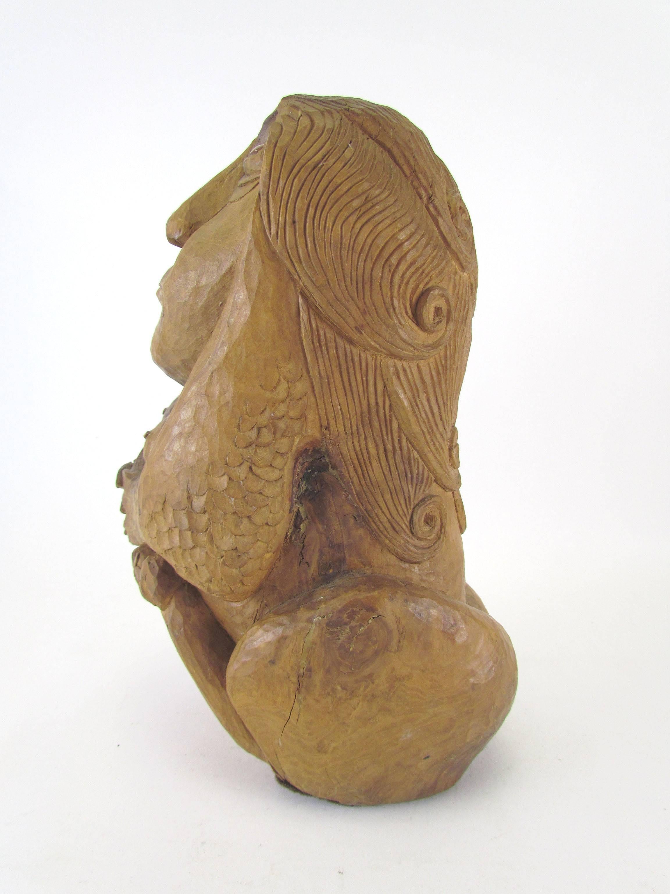 American Carved Wood Mid-Century Sculpture of a Female Form by Diane Derrick For Sale