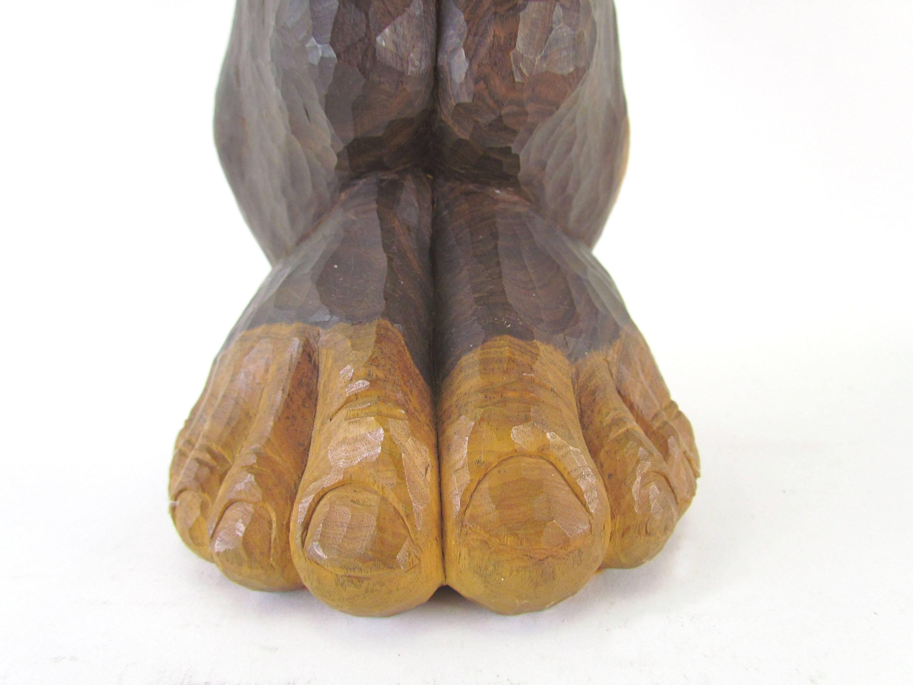 Late 20th Century Carved Wood Mid-Century Sculpture Titled “Miss Num” by Diane Derrick For Sale