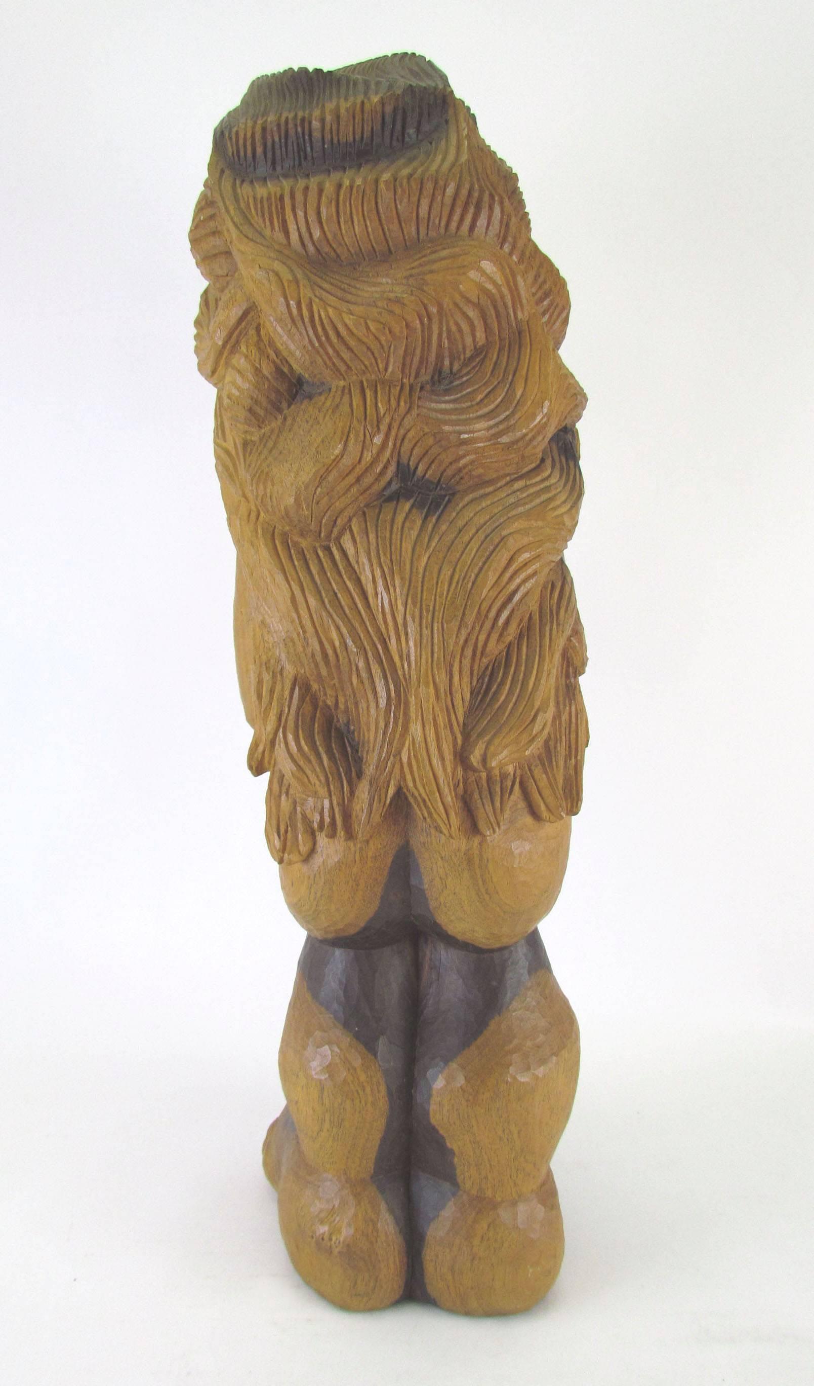 Carved Wood Mid-Century Sculpture Titled “Miss Num” by Diane Derrick In Excellent Condition For Sale In Peabody, MA