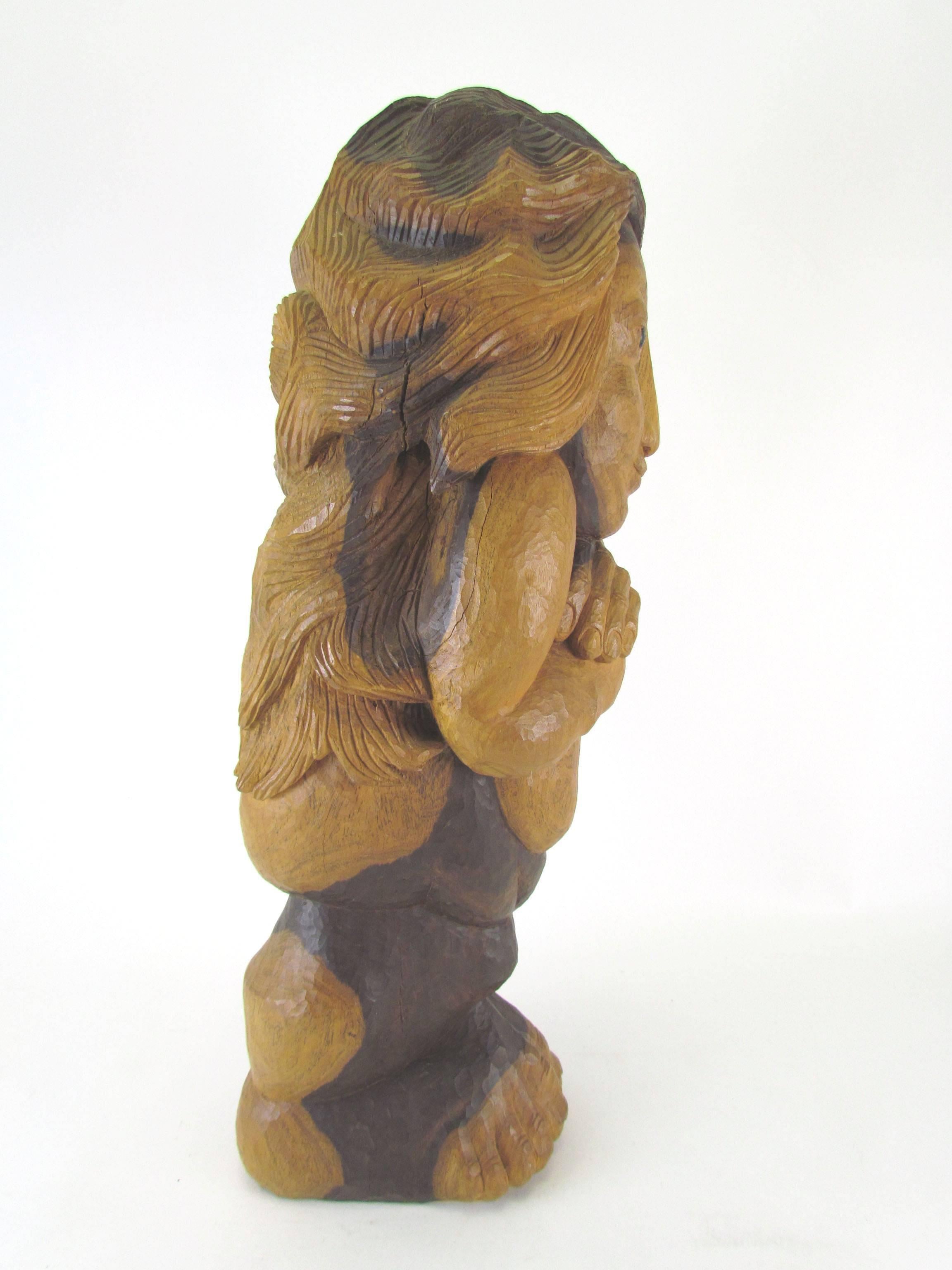 Intagliato Scultura in legno intagliato di metà secolo intitolata 