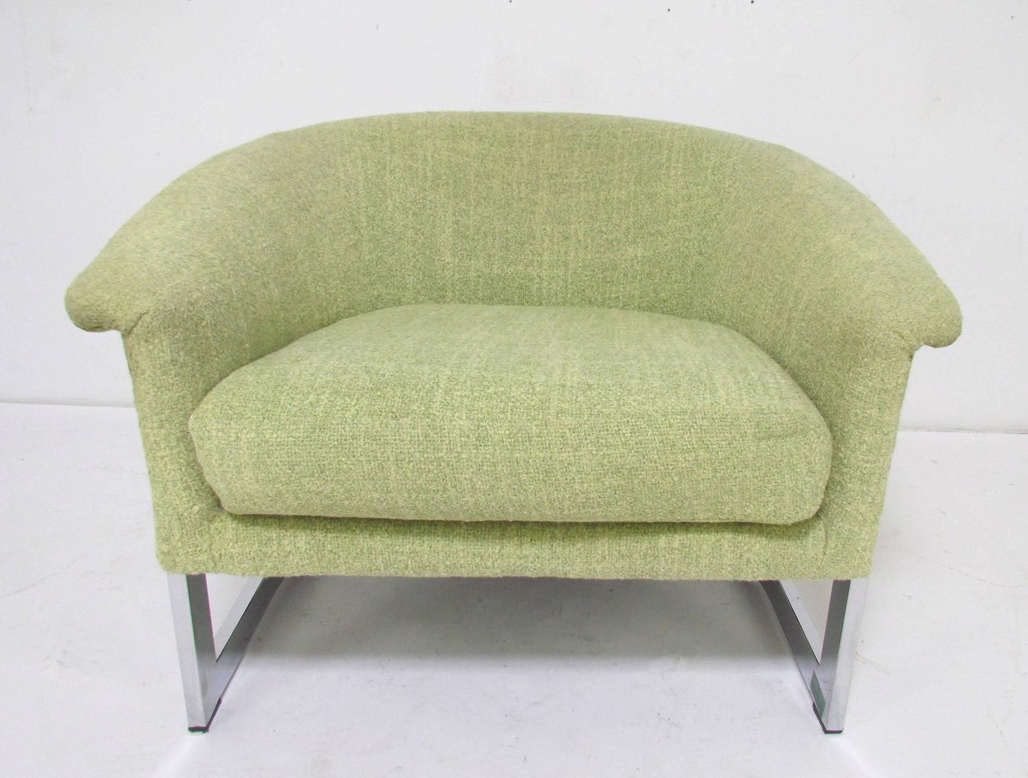 Italian Barrel Lounge Chair with Chrome Frame in the ...