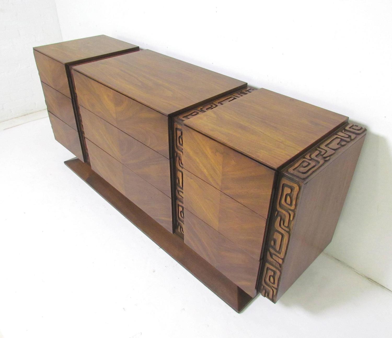 Brutalist MidCentury NineDrawer Dresser by United Furniture Co. at