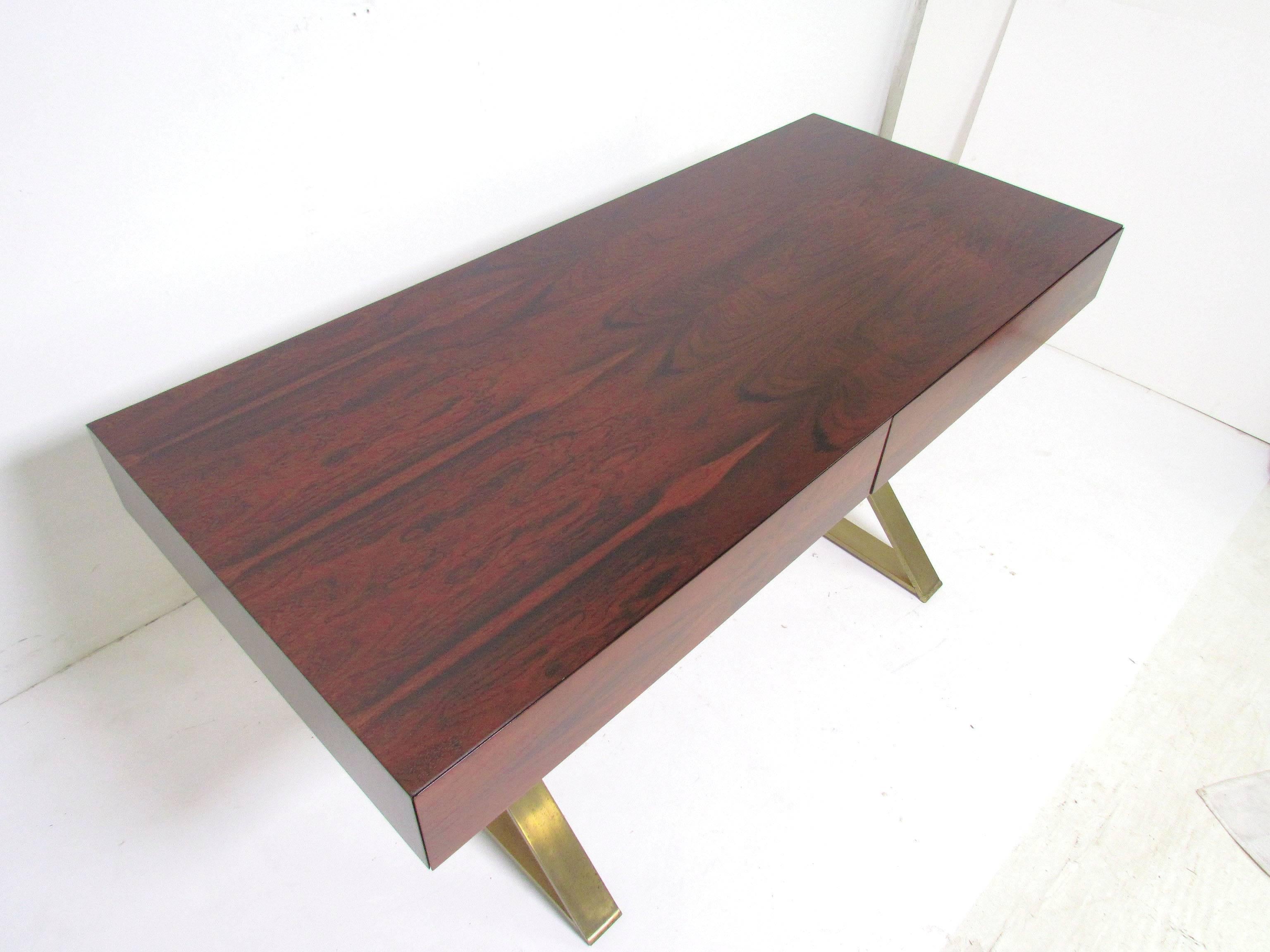 Mid-Century Modern Rare X-Base Campaign Desk in Rosewood by Milo Baughman