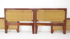 Pair of Mexican Mid-Century Single Beds with Handwoven Cane, circa 1950s