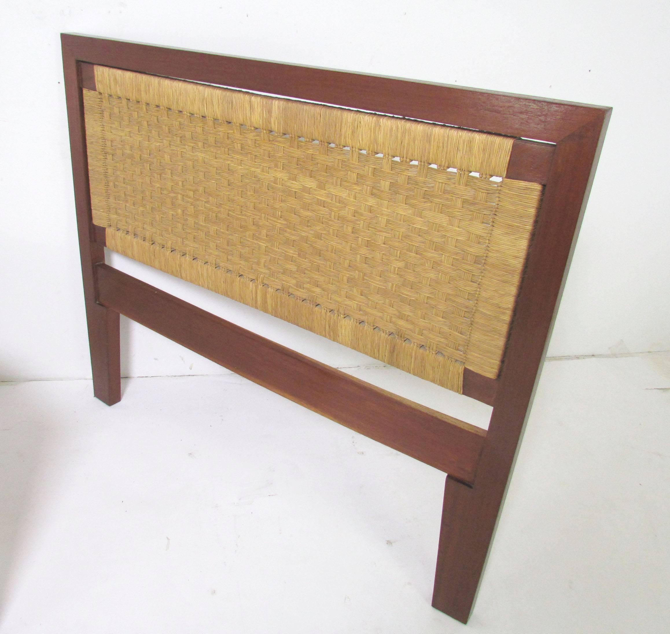 Pair of Mexican MidCentury Single Beds with Handwoven Cane, circa