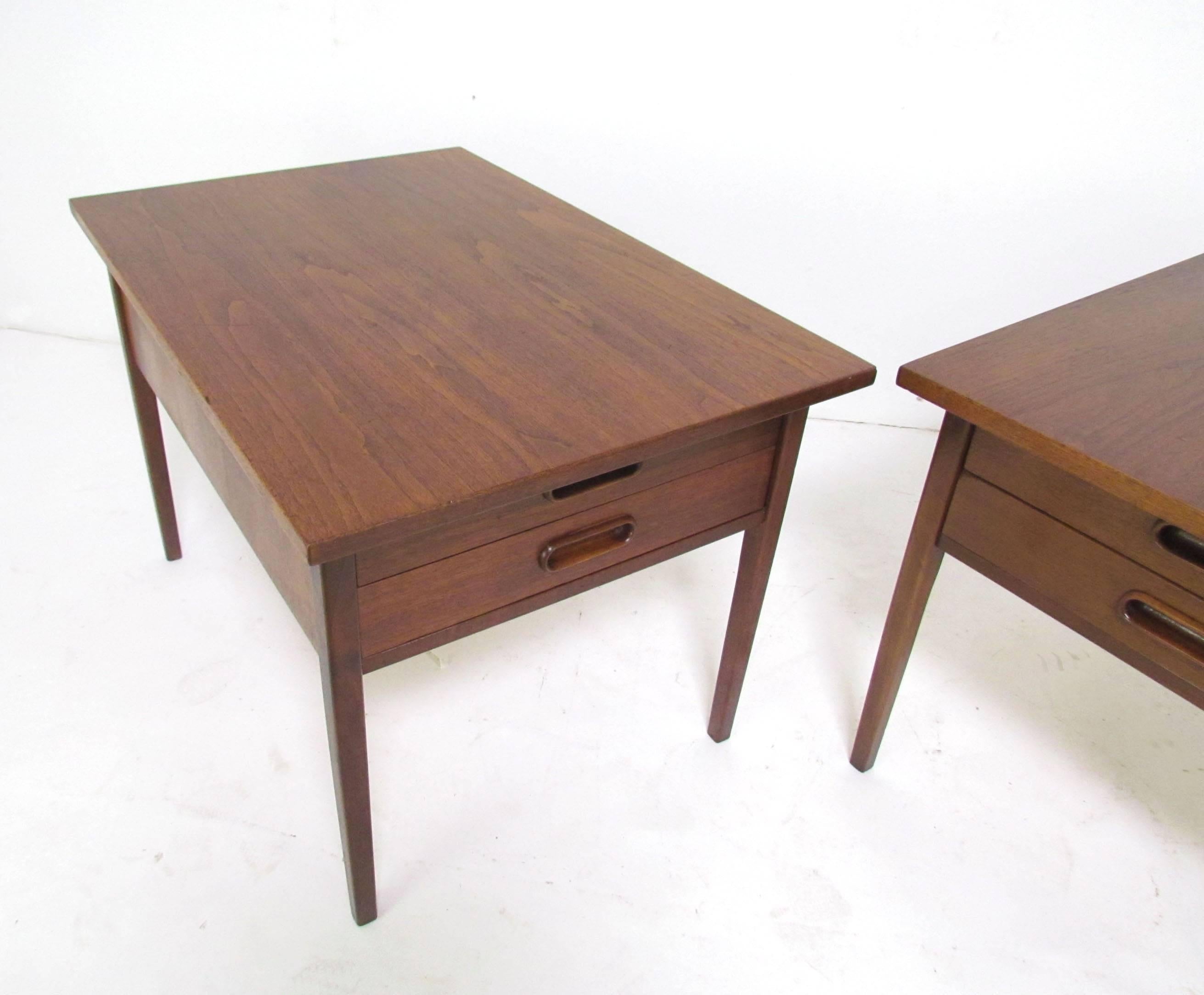Unknown Pair of Danish Modern Walnut and Teak Two-Drawer Side or End Tables