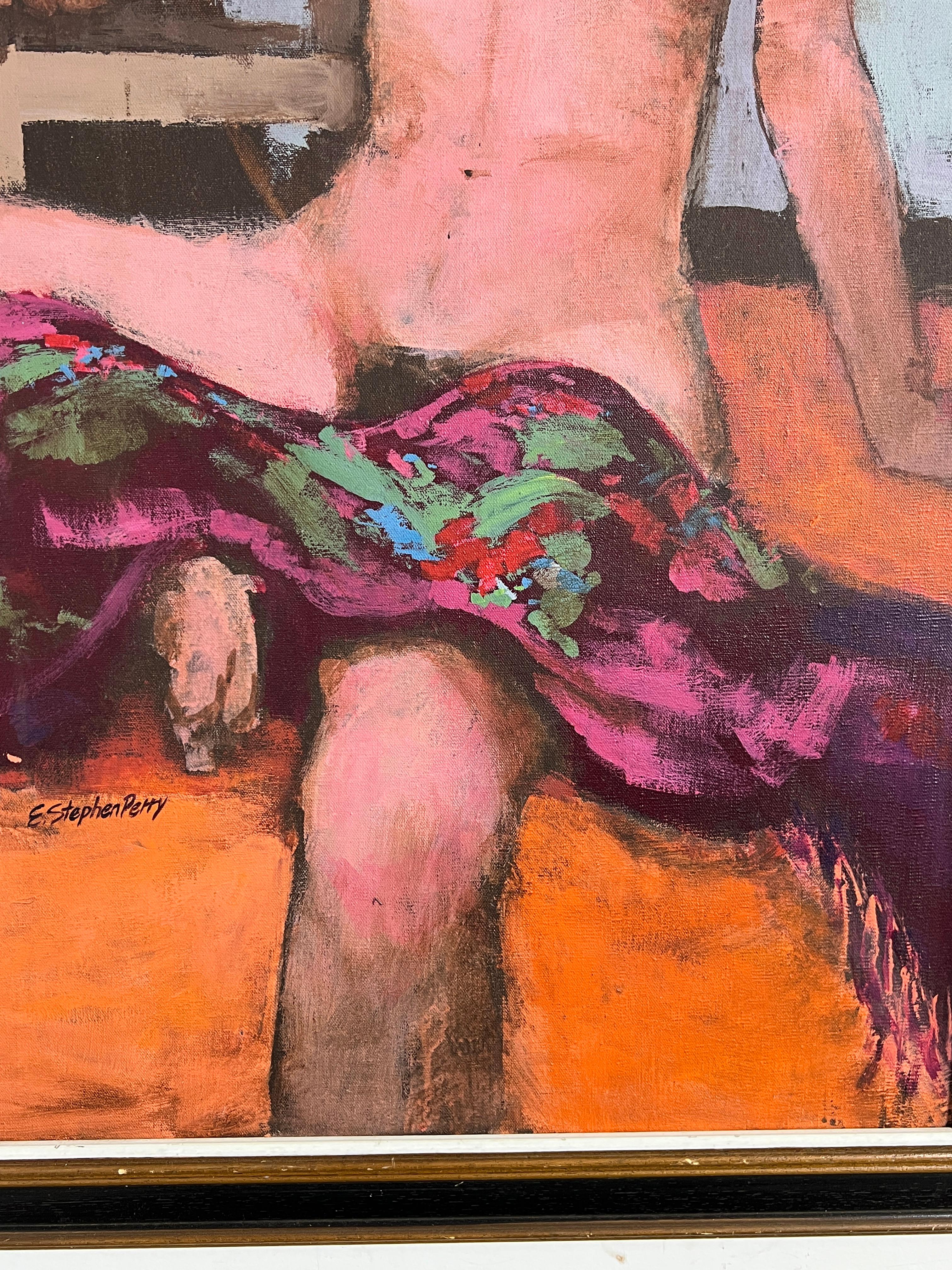 Modernist Nude Ölgemälde von Emanuel Stephen Perry, CIRCA 1970er Jahre (Moderne der Mitte des Jahrhunderts) im Angebot