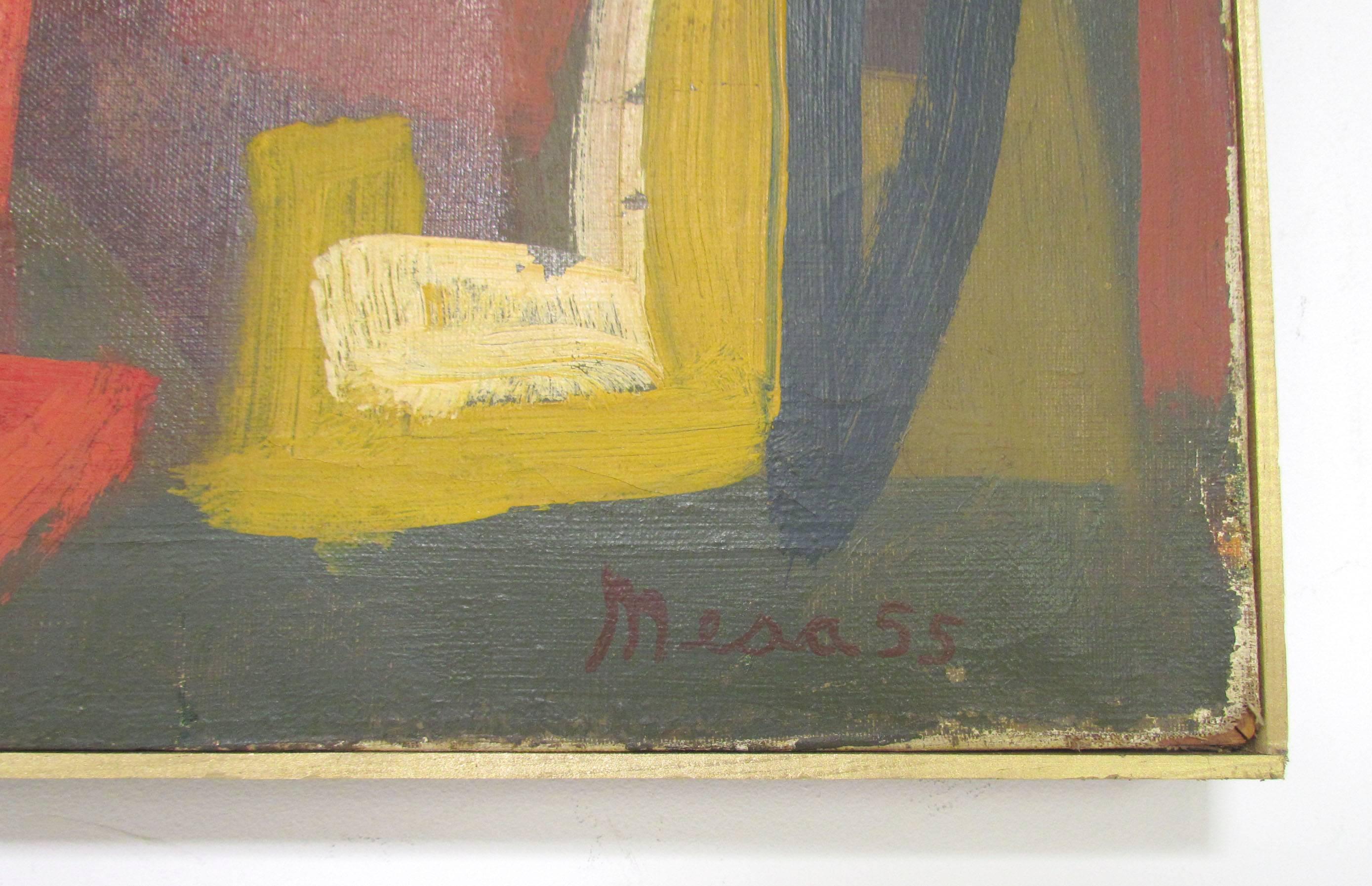 Mid-20th Century Mid-Century Abstract Symbolist Oil Painting by Harold Mesibov Dated 1955