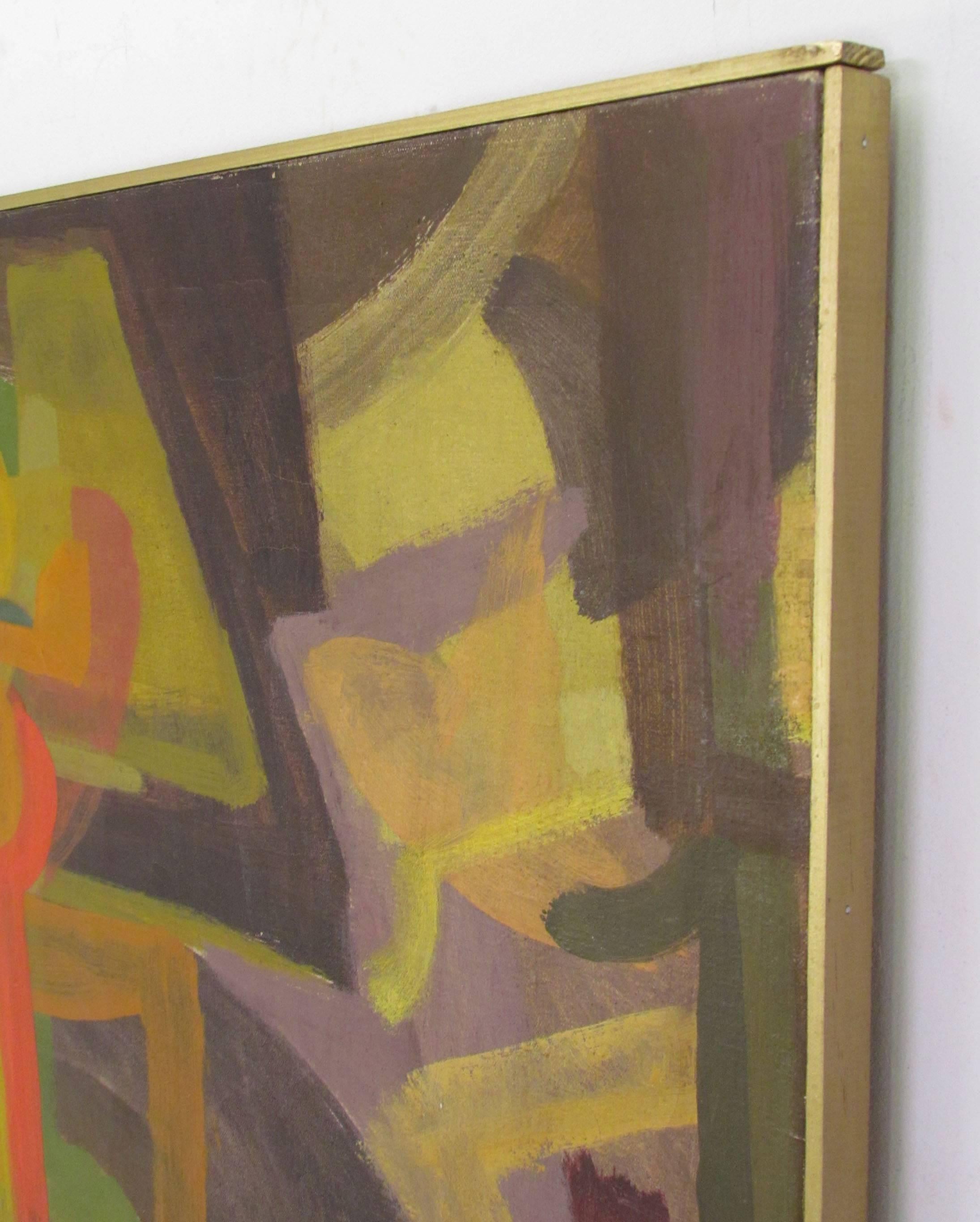 Abstract Symbolist Mid-Century Oil Painting by Harold Mesibov, 1954 In Good Condition In Peabody, MA