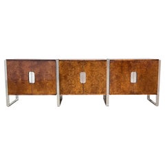 Credenza in legno di radica da 8,5 piedi di Leon Rosen per Pace, intorno agli anni ’70