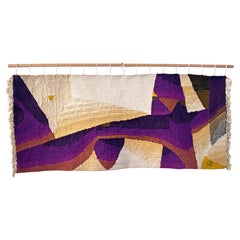 Panel textil modernista de arte textil con fibras tejidas a mano, de Věra Drnková-Žáreck, circa década de 1960