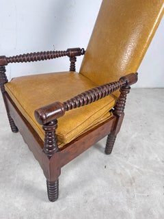 Sillón reclinable único de estilo colonial británico del siglo XIX