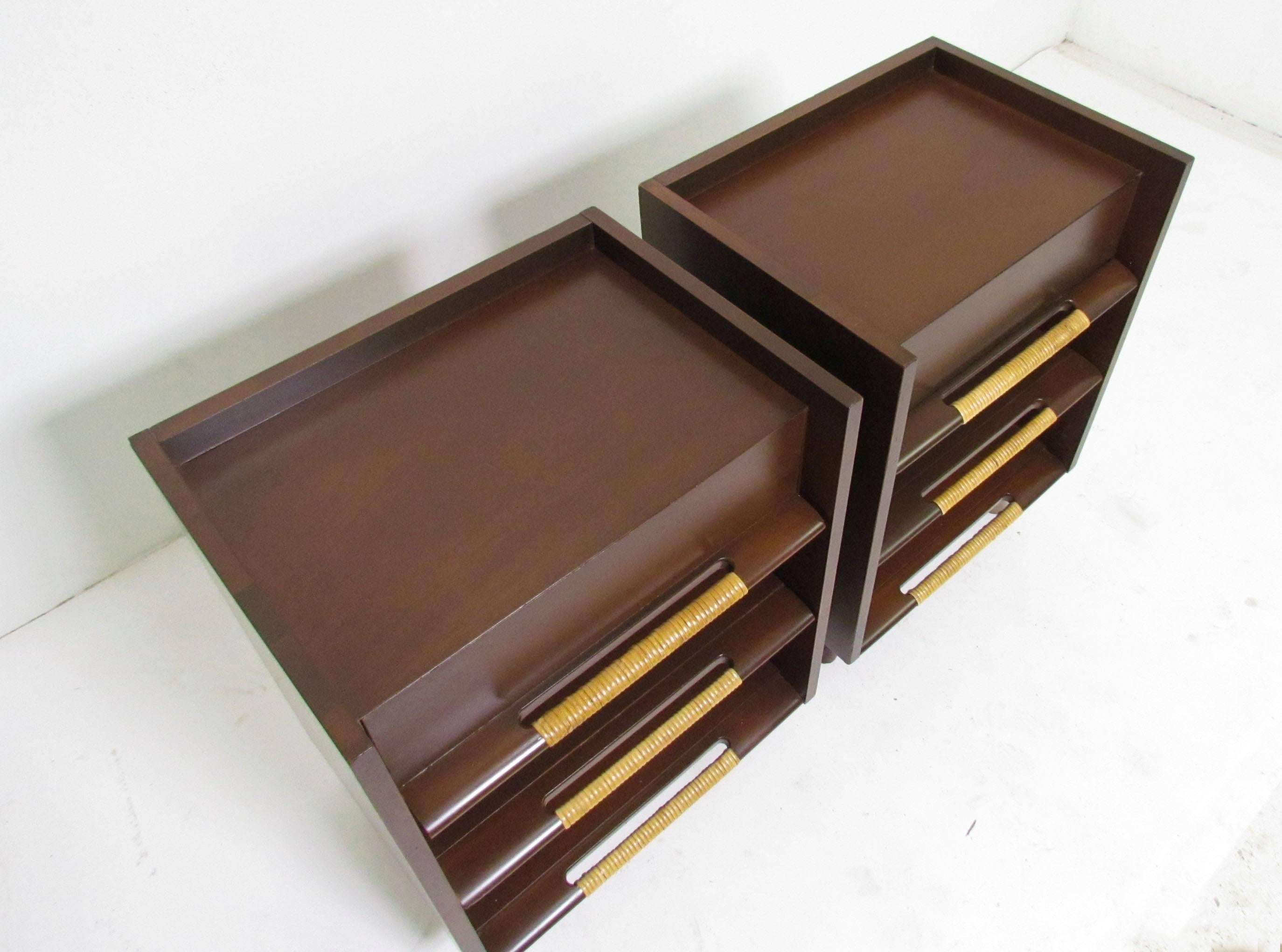 Pair of Mid-Century Nightstands Attributed to Edmond Spence, circa 1960s In Good Condition In Peabody, MA