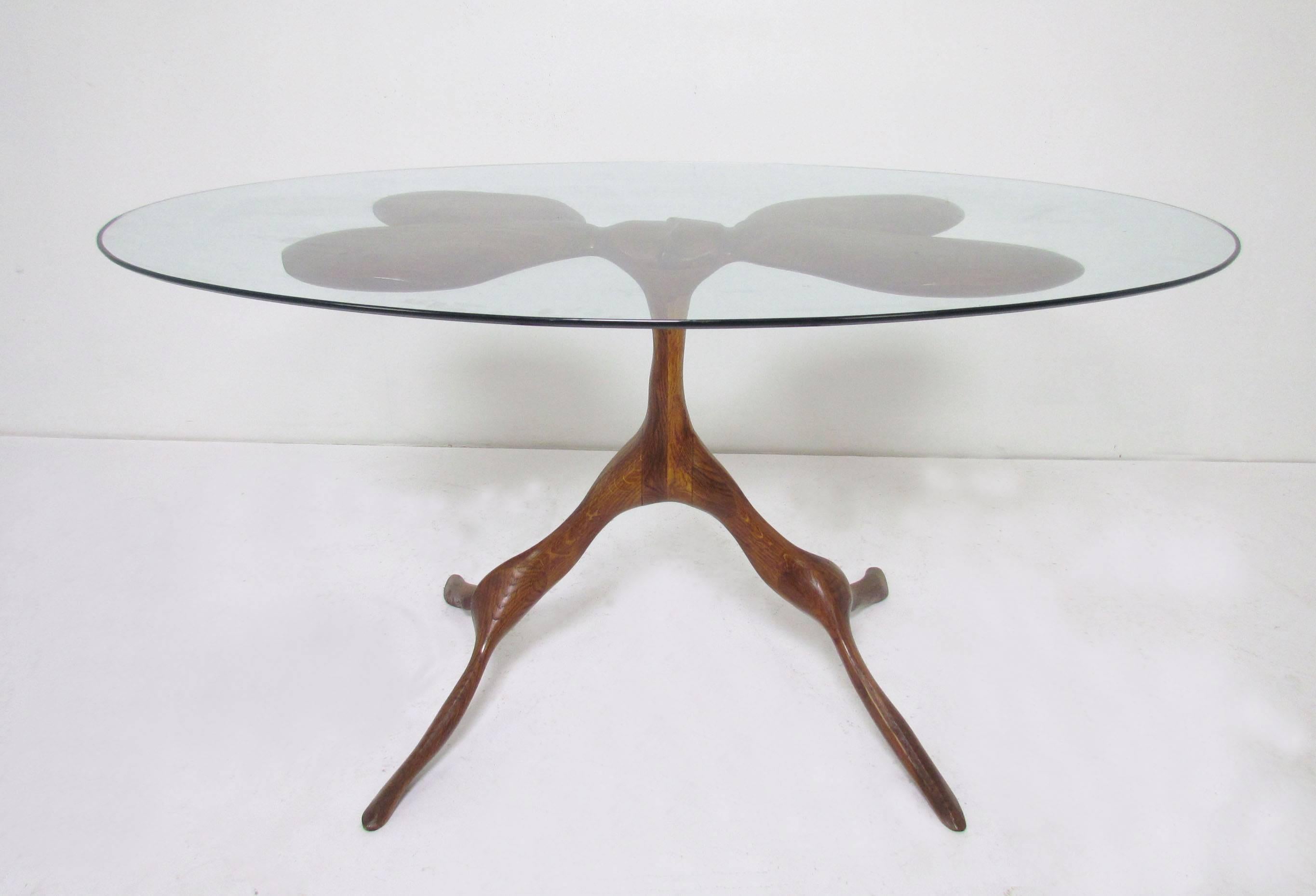 Wood Andrew J. Willner American Studio Craft Modernist Table, Dated 1973