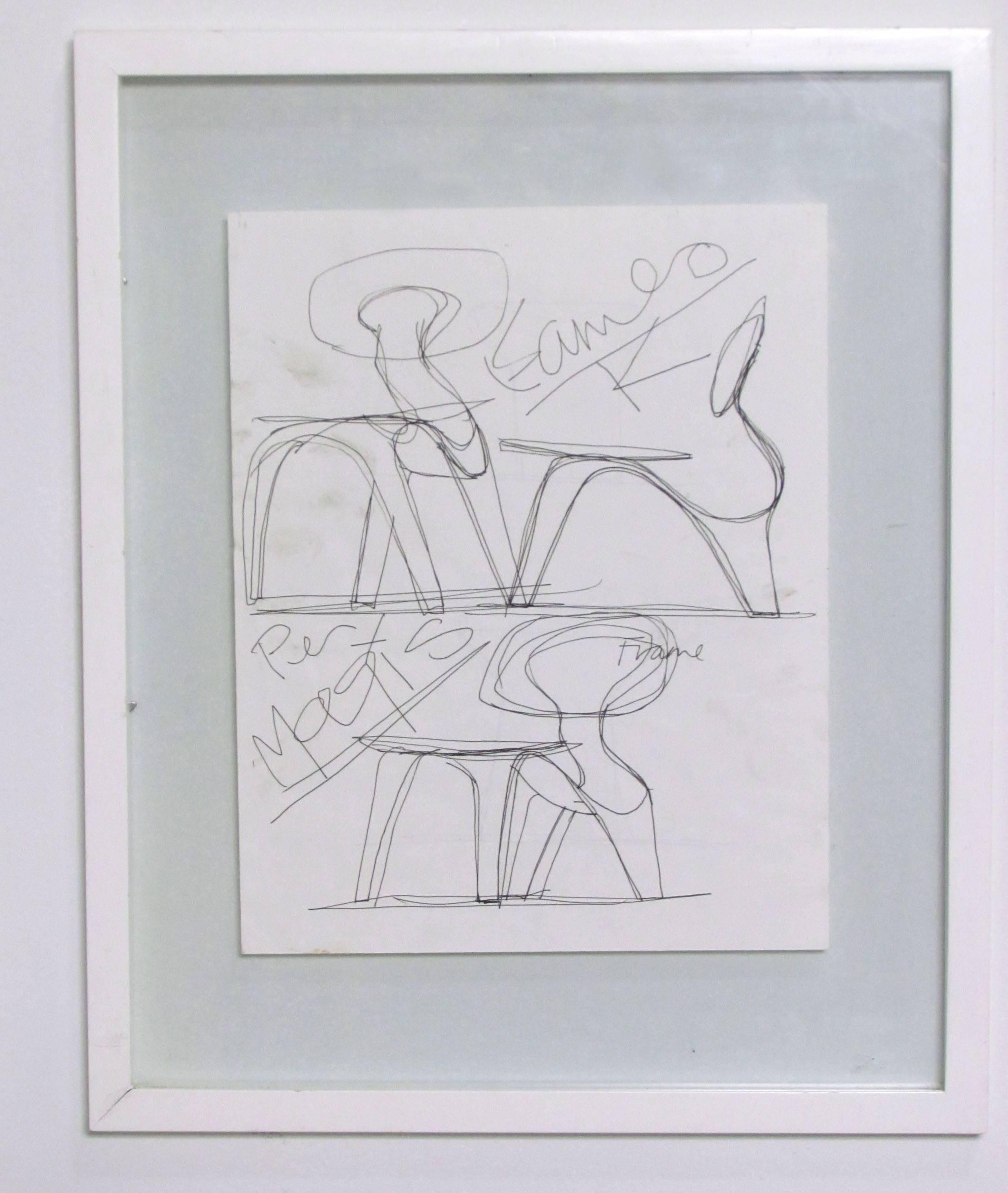 Post-Modern Set of Three Karim Rashid Original Pencil Sketches